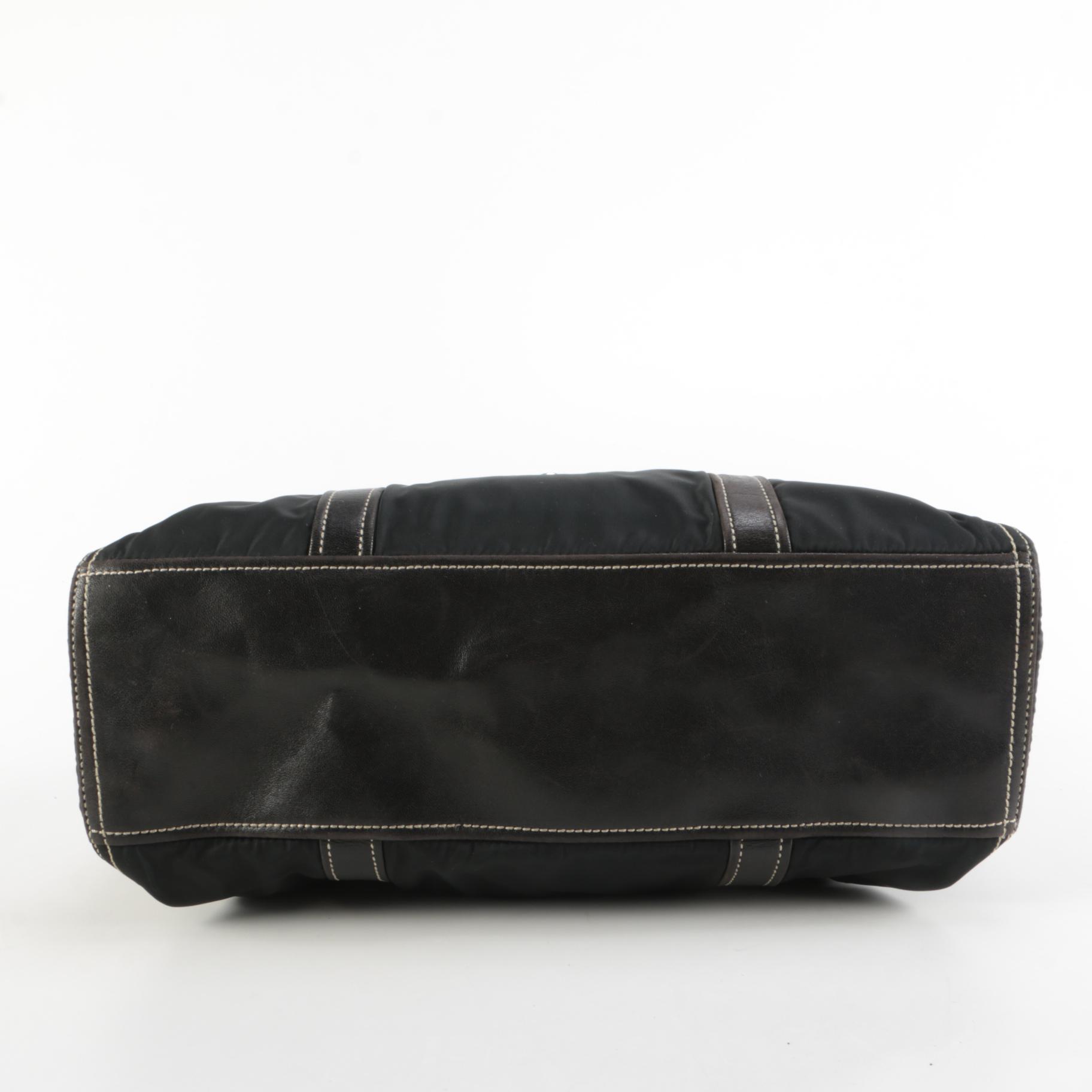 Prada Gathered Tessuto Twist Lock Bag in Contrast Stitched Nylon and Leather