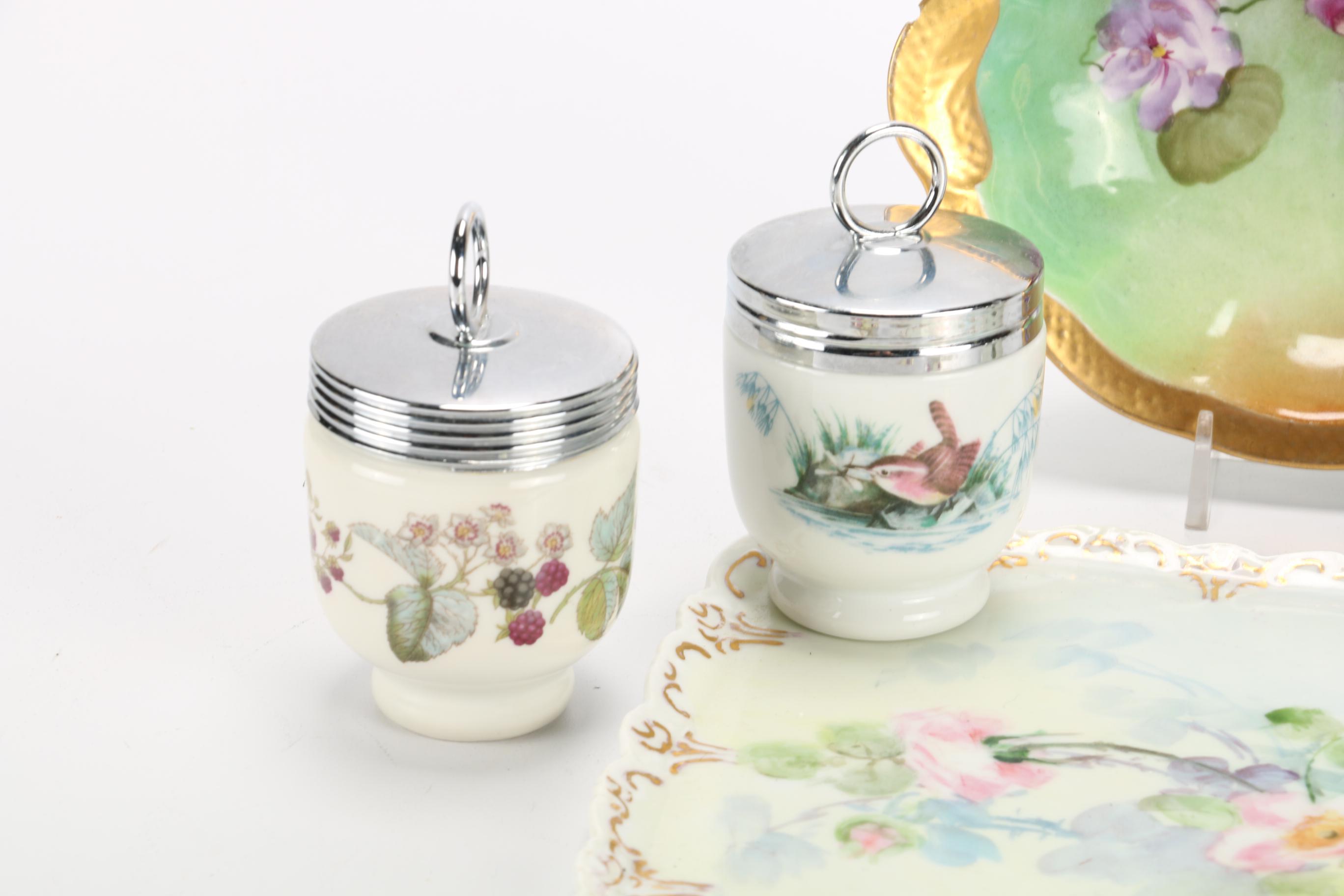Royal Worcester Egg Coddlers and Hand-Painted Porcelain Table Accessories