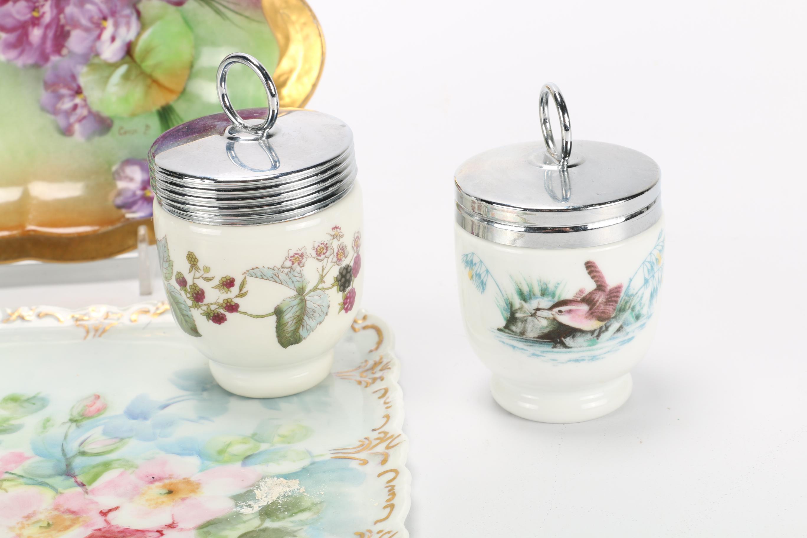 Royal Worcester Egg Coddlers and Hand-Painted Porcelain Table Accessories
