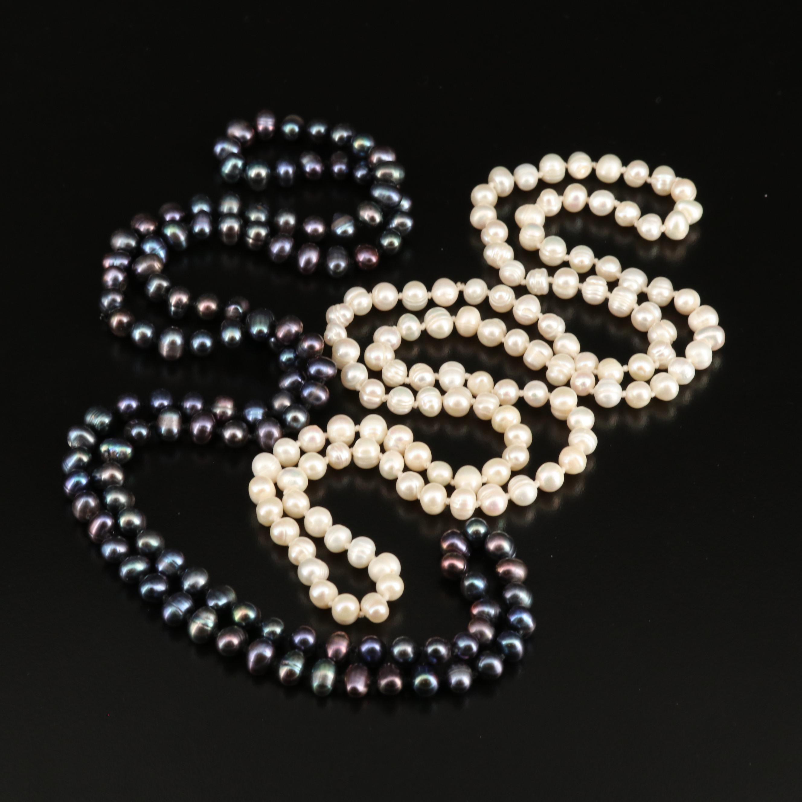 Endless Knotted Pearl Necklaces
