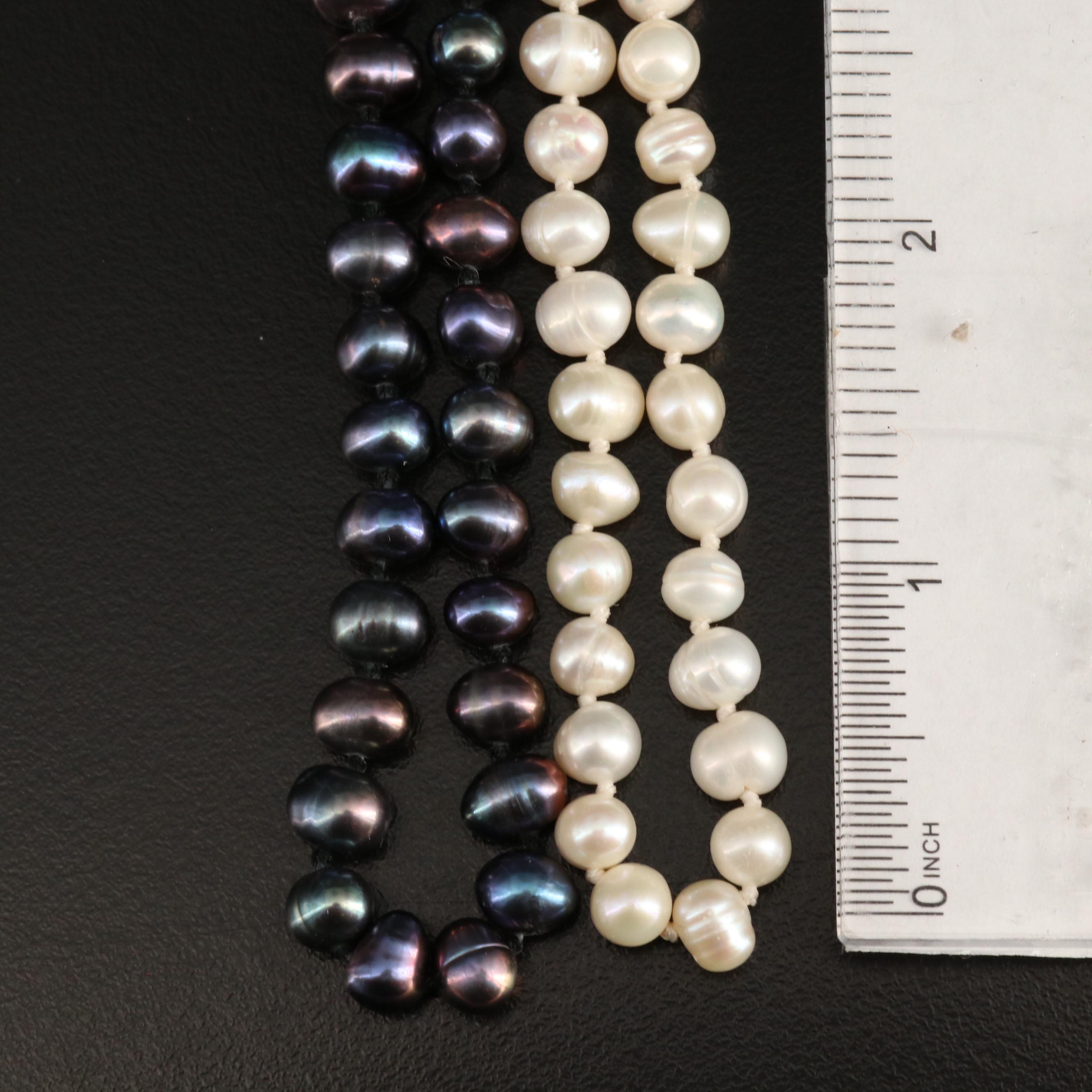 Endless Knotted Pearl Necklaces