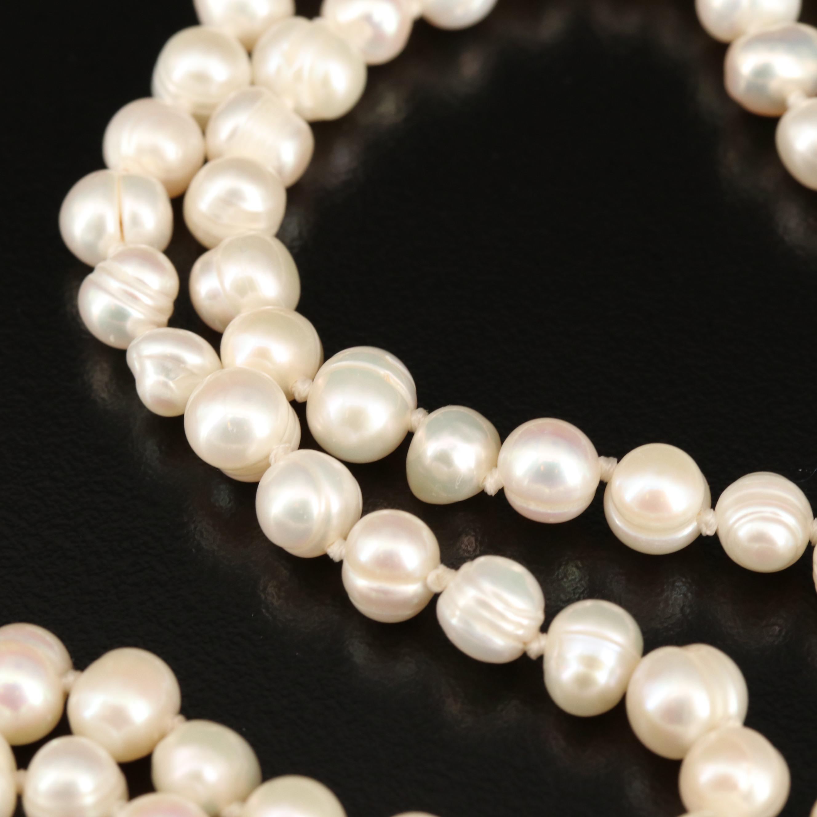 Endless Knotted Pearl Necklaces