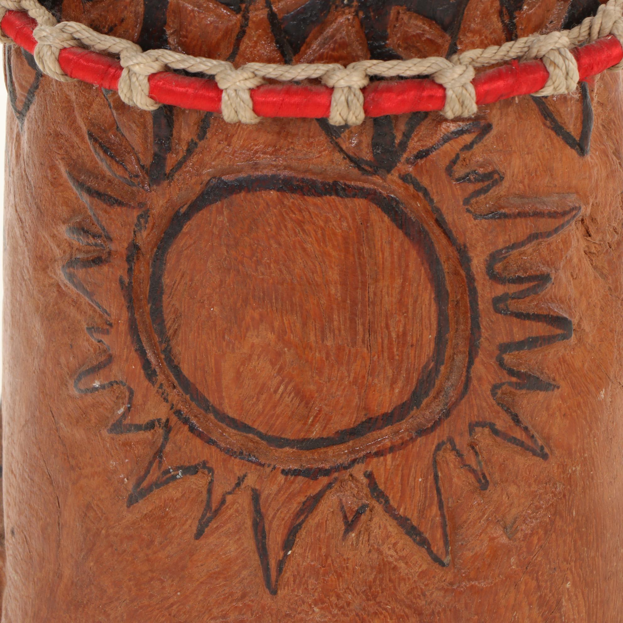 African Carved Wood Drum