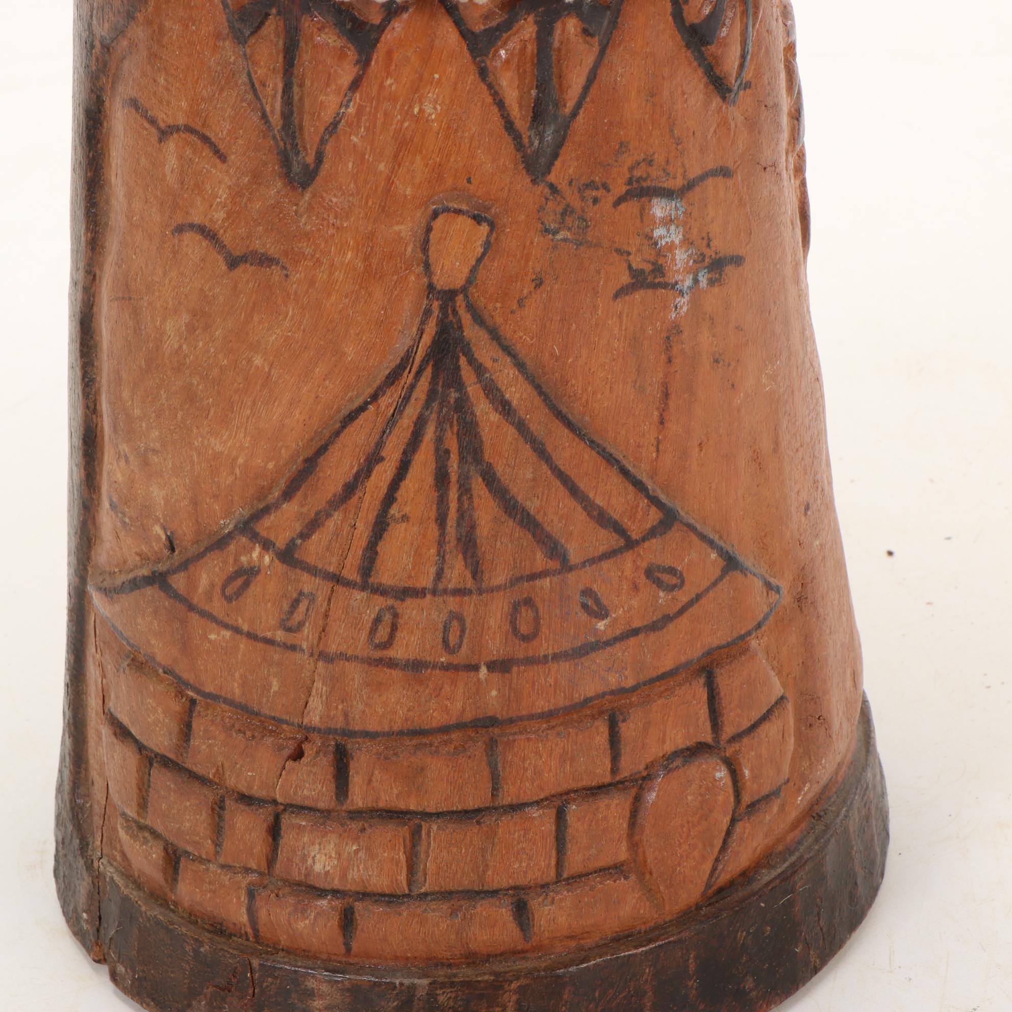 African Carved Wood Drum