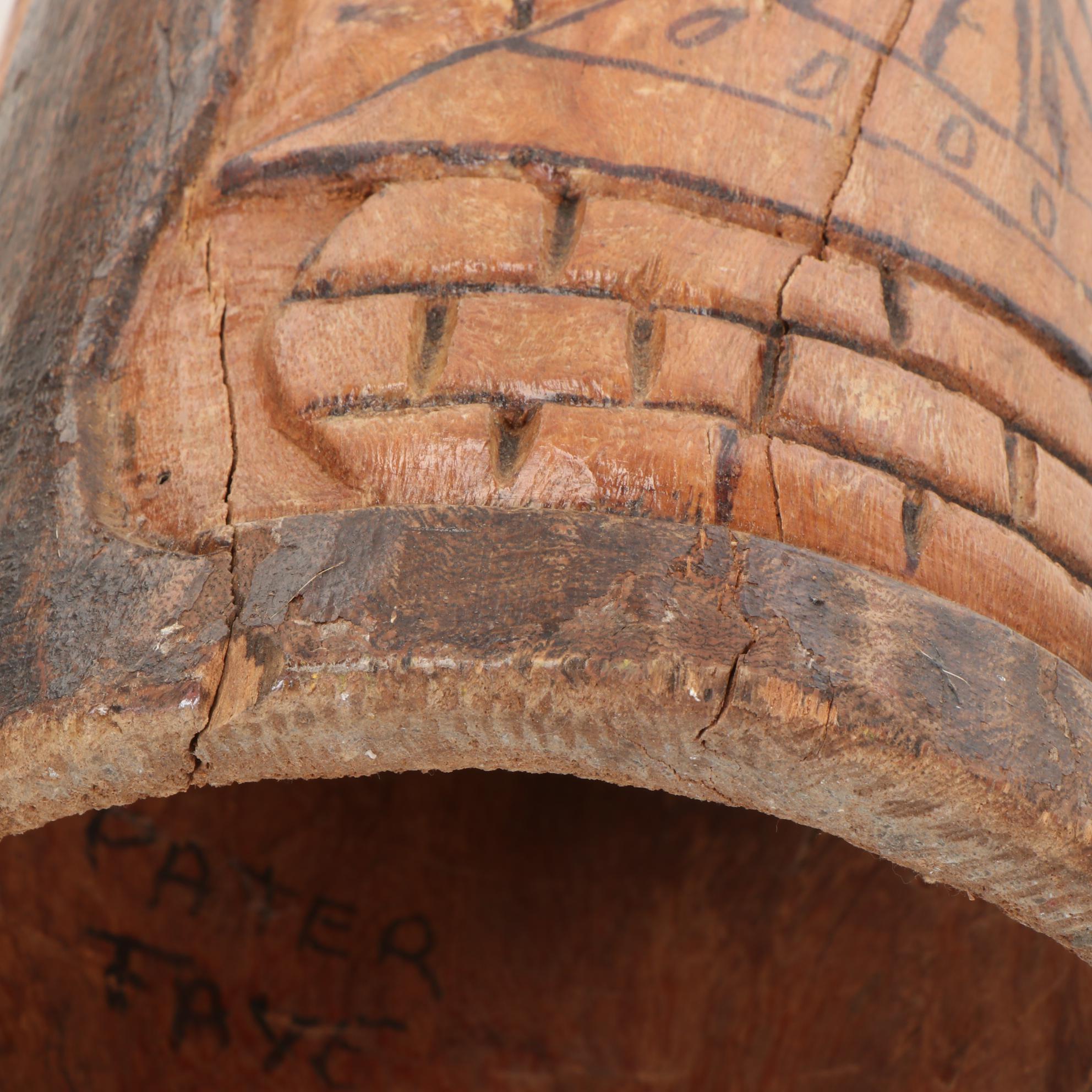 African Carved Wood Drum