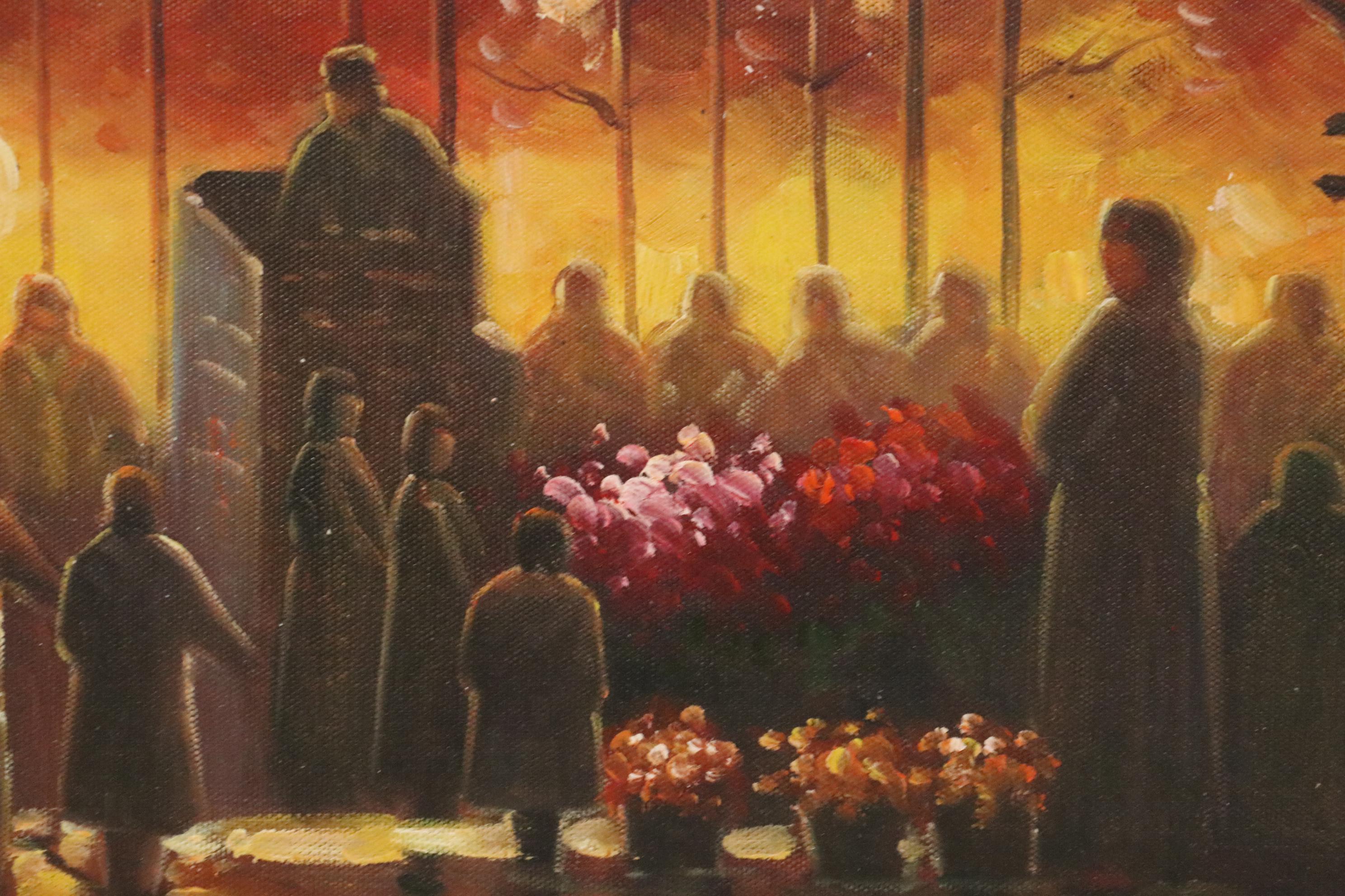 Washington D.C. Street Scene Oil Painting, Late 20th Century