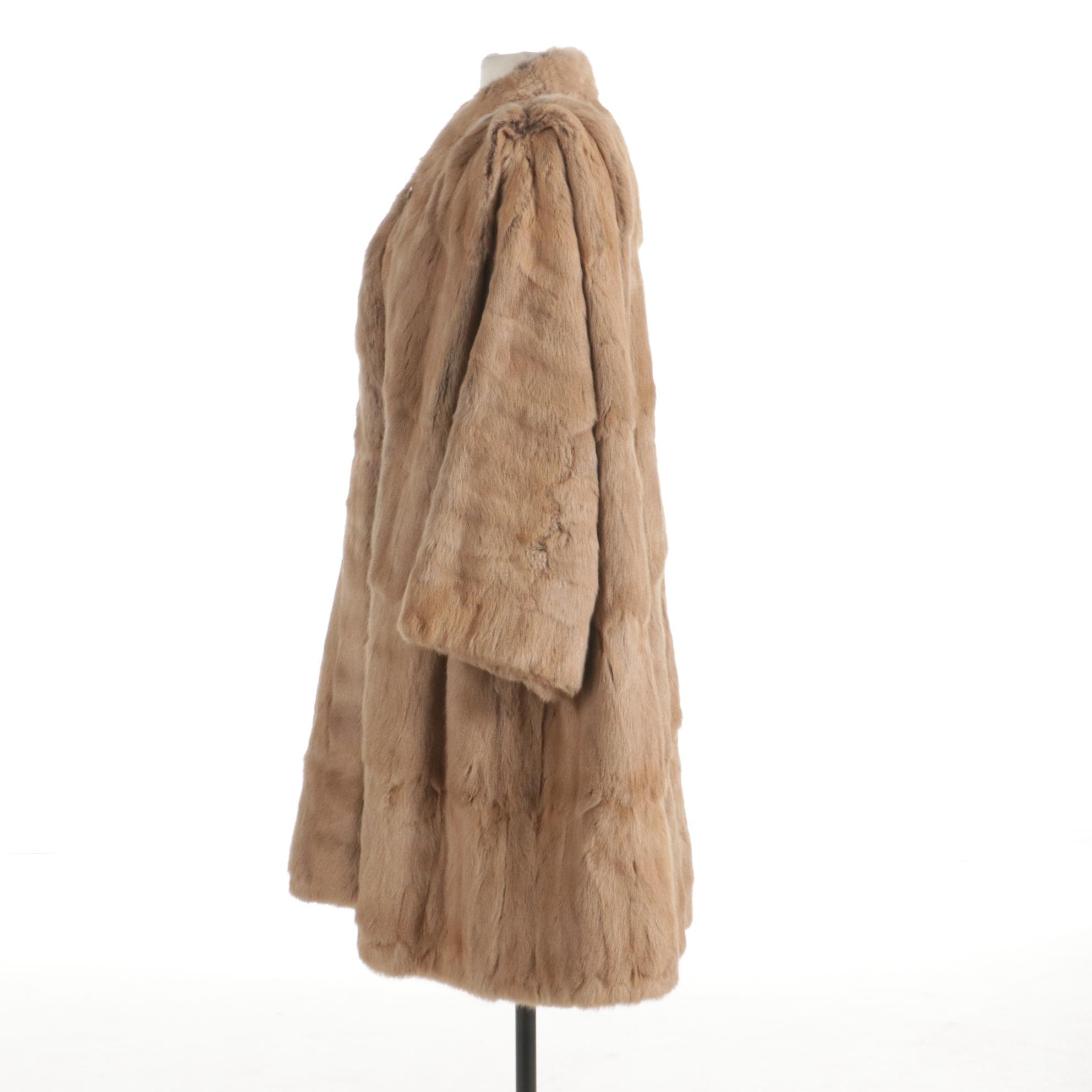 N. H. Rosenthal Squirrel Fur Coat with Three-Quarter Length Sleeves