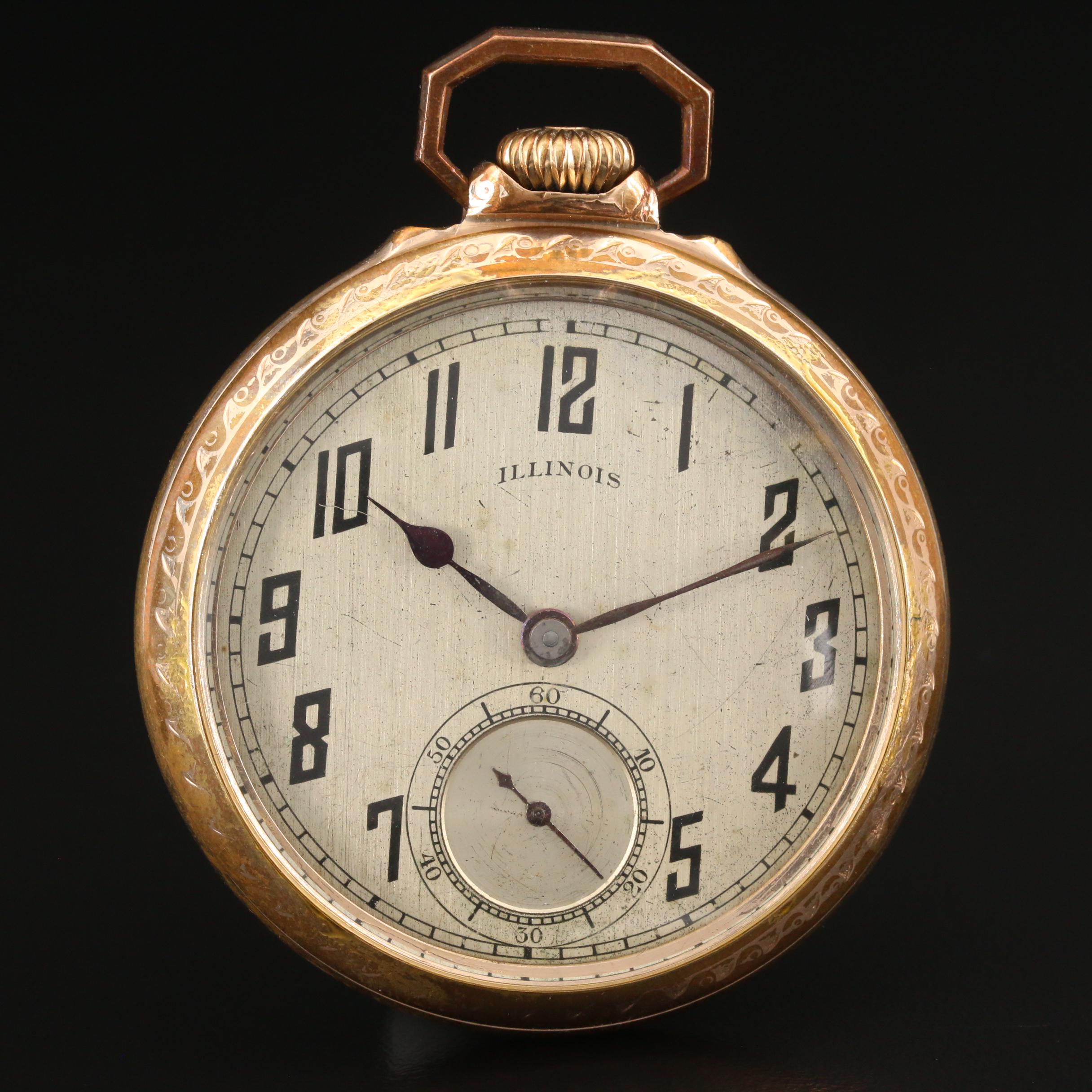 1912 Illinois Railroad Grade 10K Gold Filled Pocket Watch