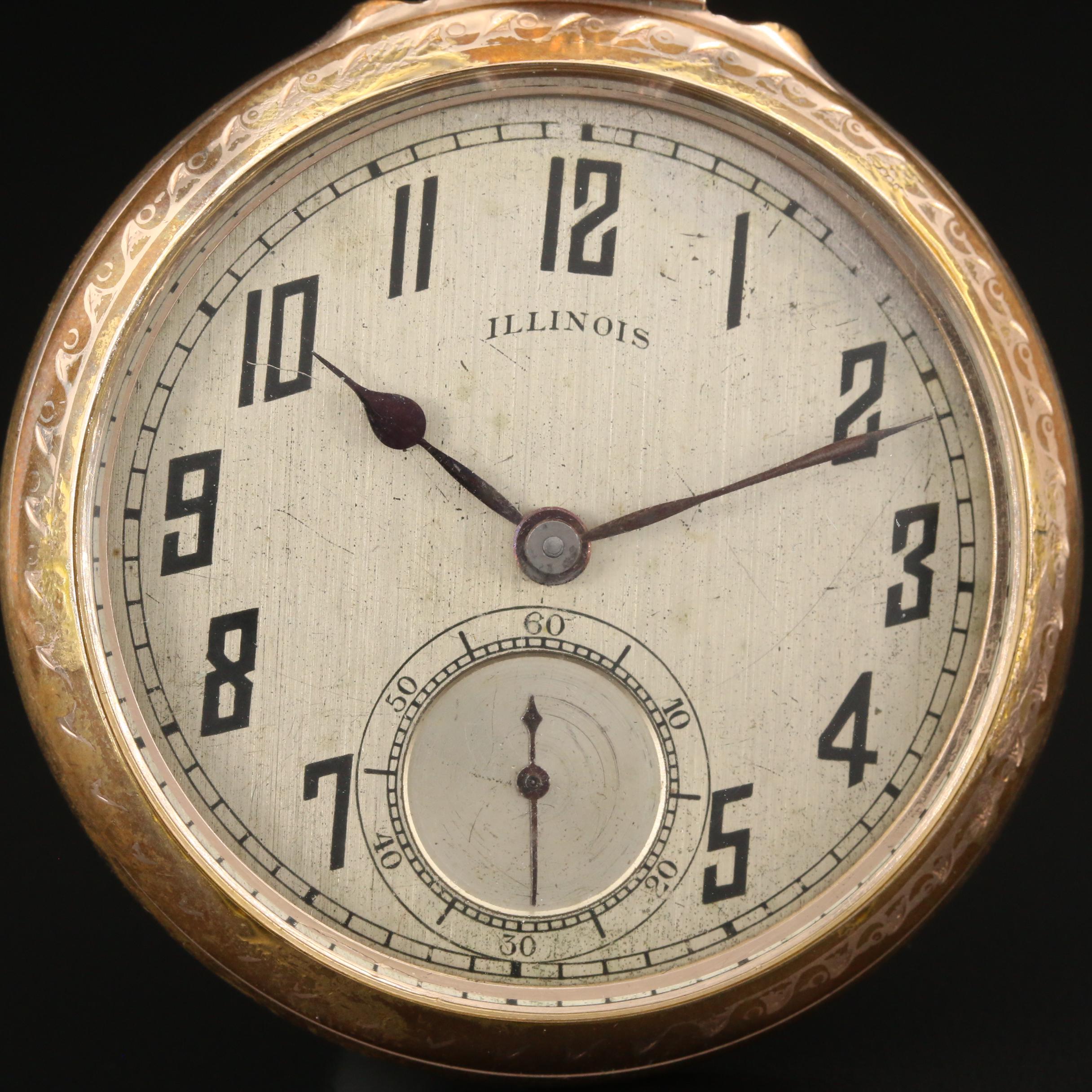 1912 Illinois Railroad Grade 10K Gold Filled Pocket Watch