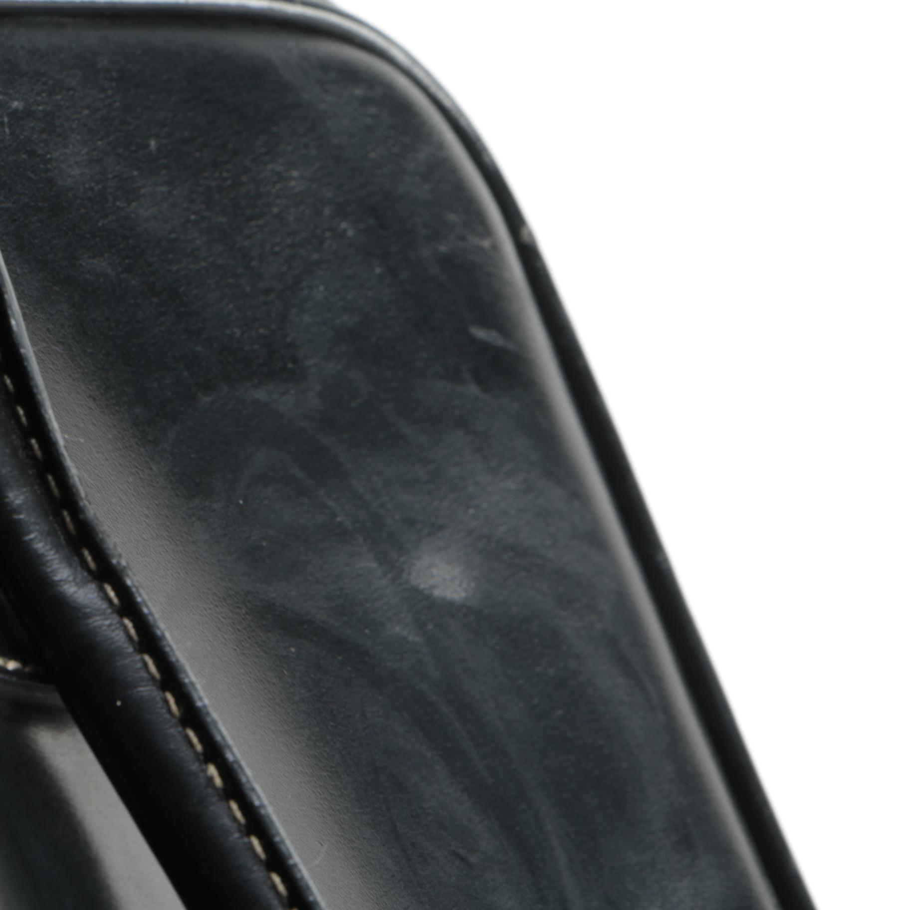 Prada Vitello Box Bauletto Bag in Black Leather with Contrast Stitching