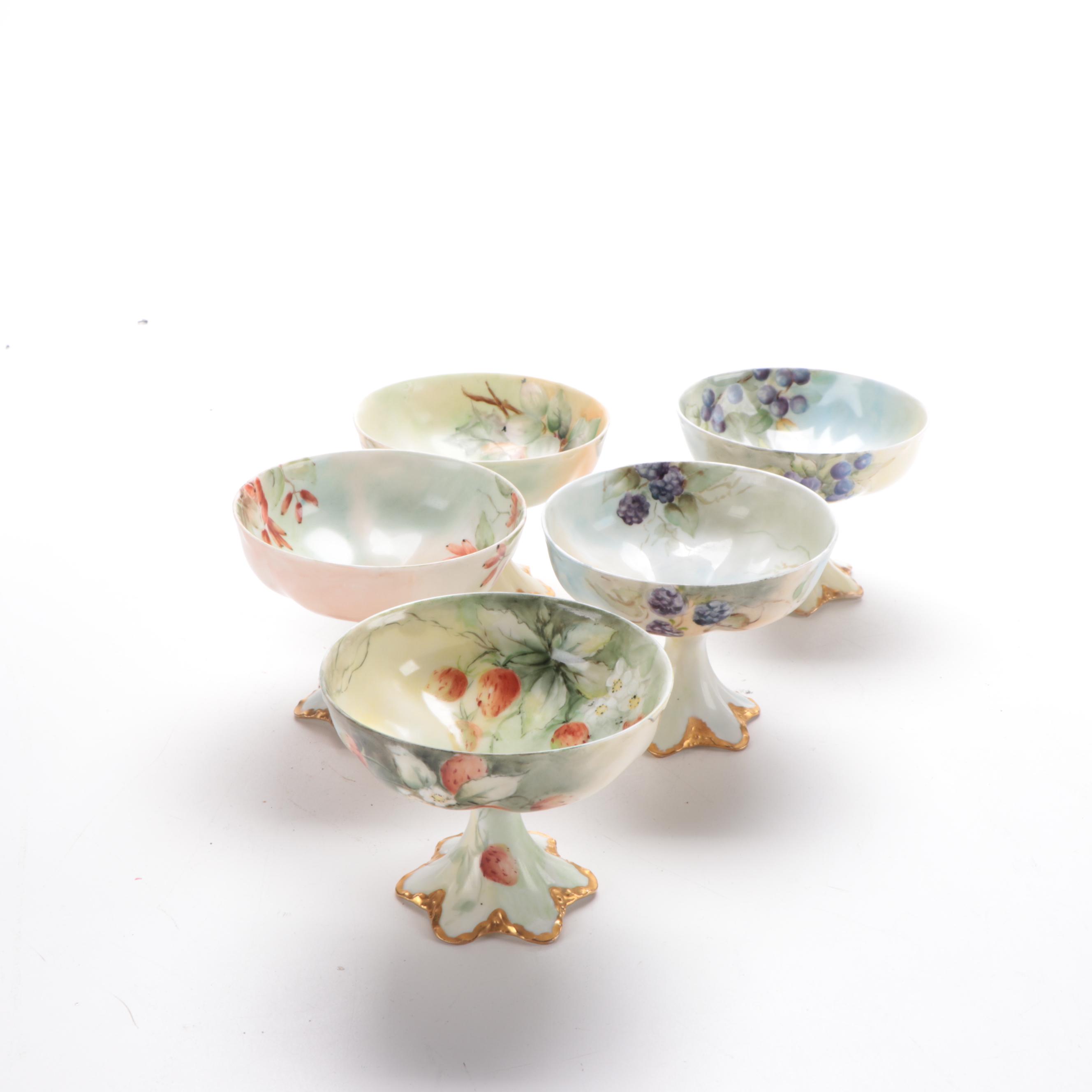 Haviland France Fruit and Foliate Motif Footed Sorbet Cups