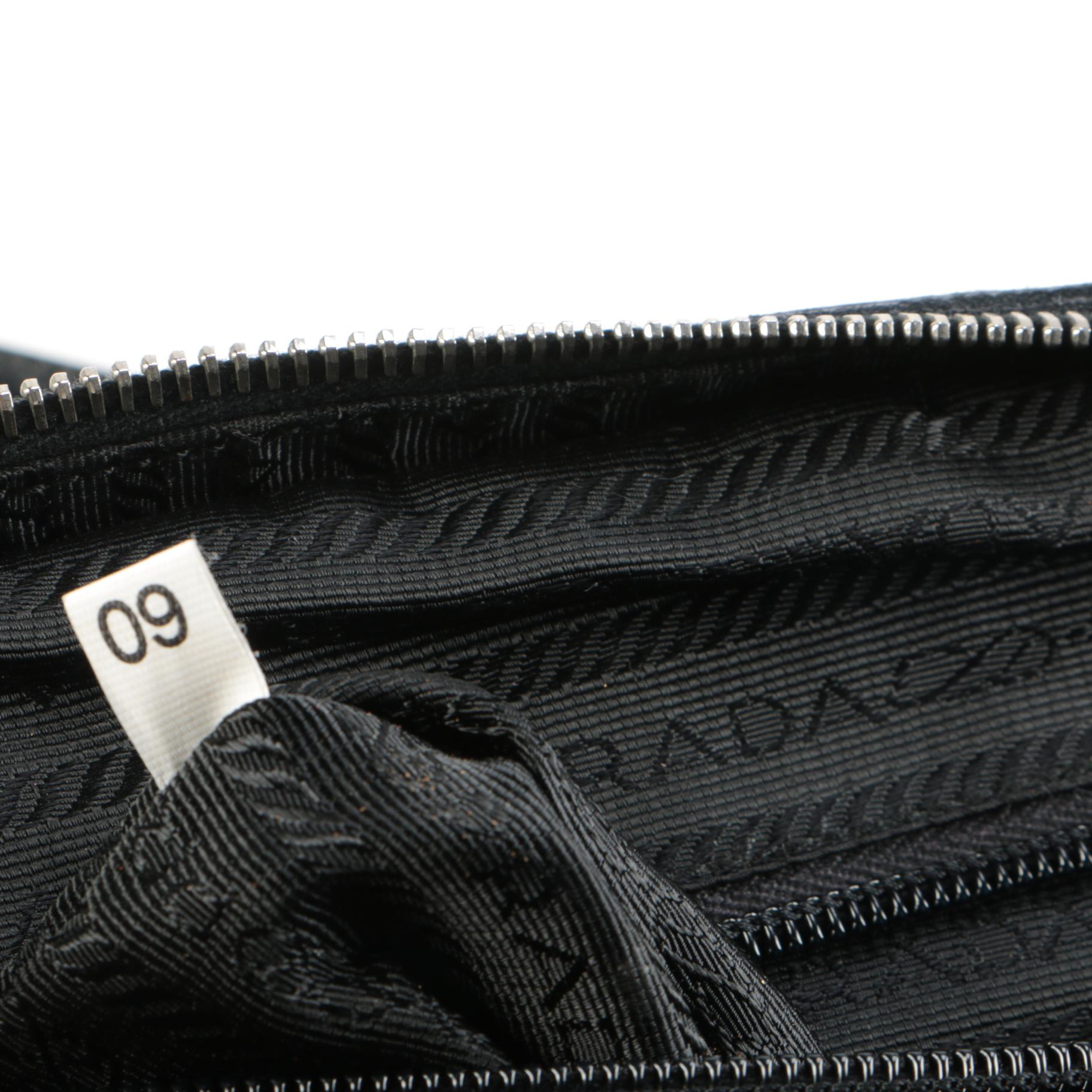 Prada Tessuto Stitch Bowling Bag in Black Nylon and Leather