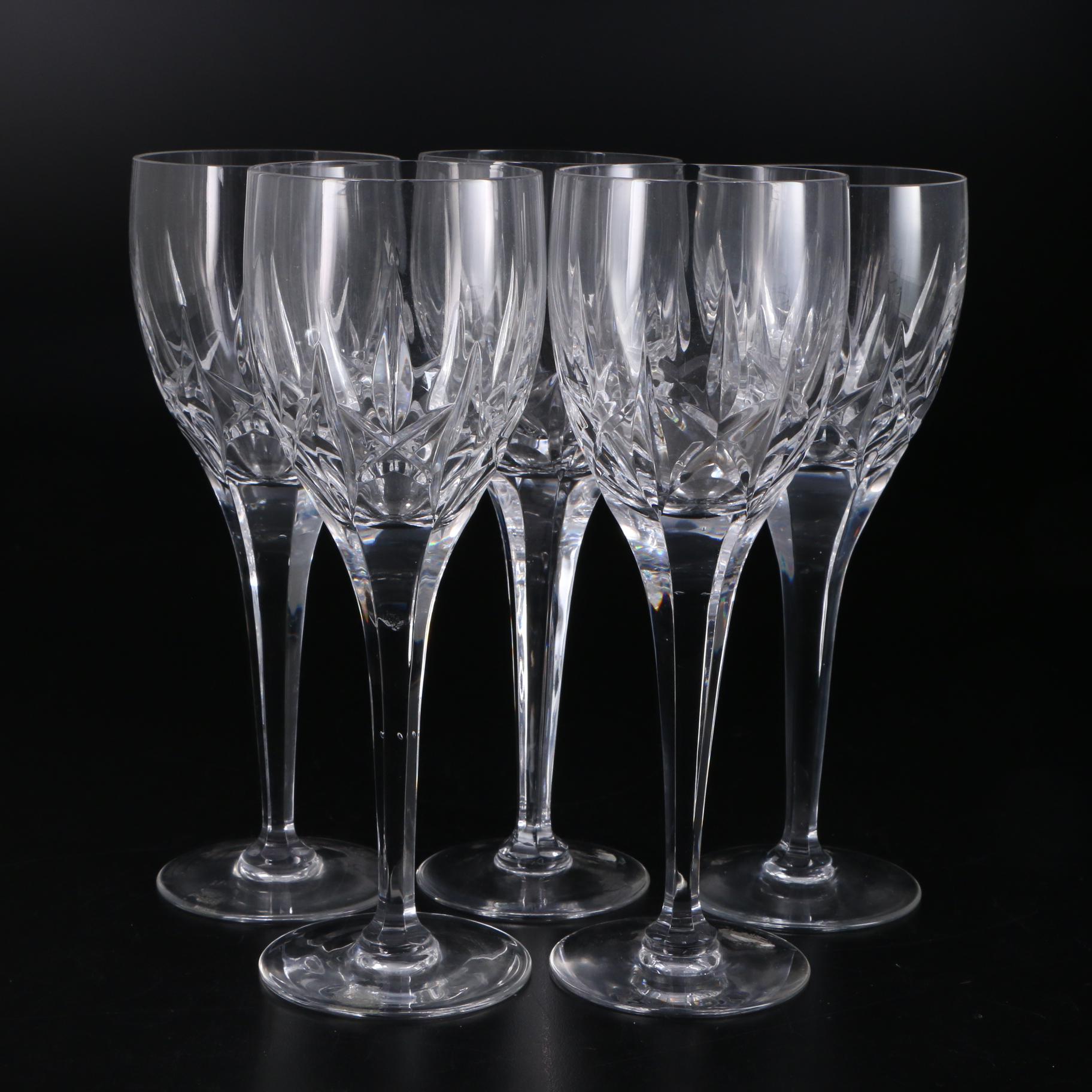 Heisey "Narrow Flute Clear" Glass Pitcher with Other Crystal Stemware