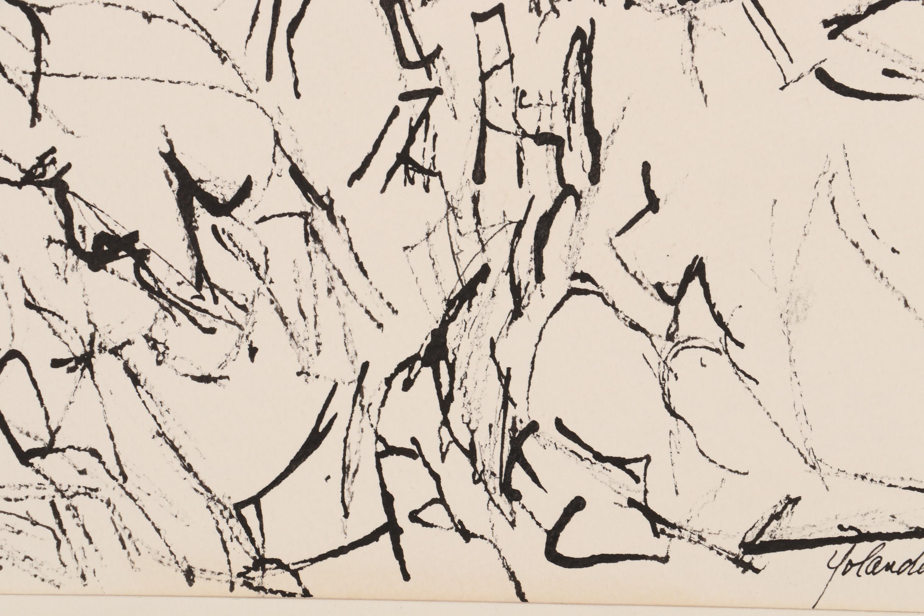 Yolanda Fusco Figurative Watercolor and Graphite Compositions, Mid-20th Century