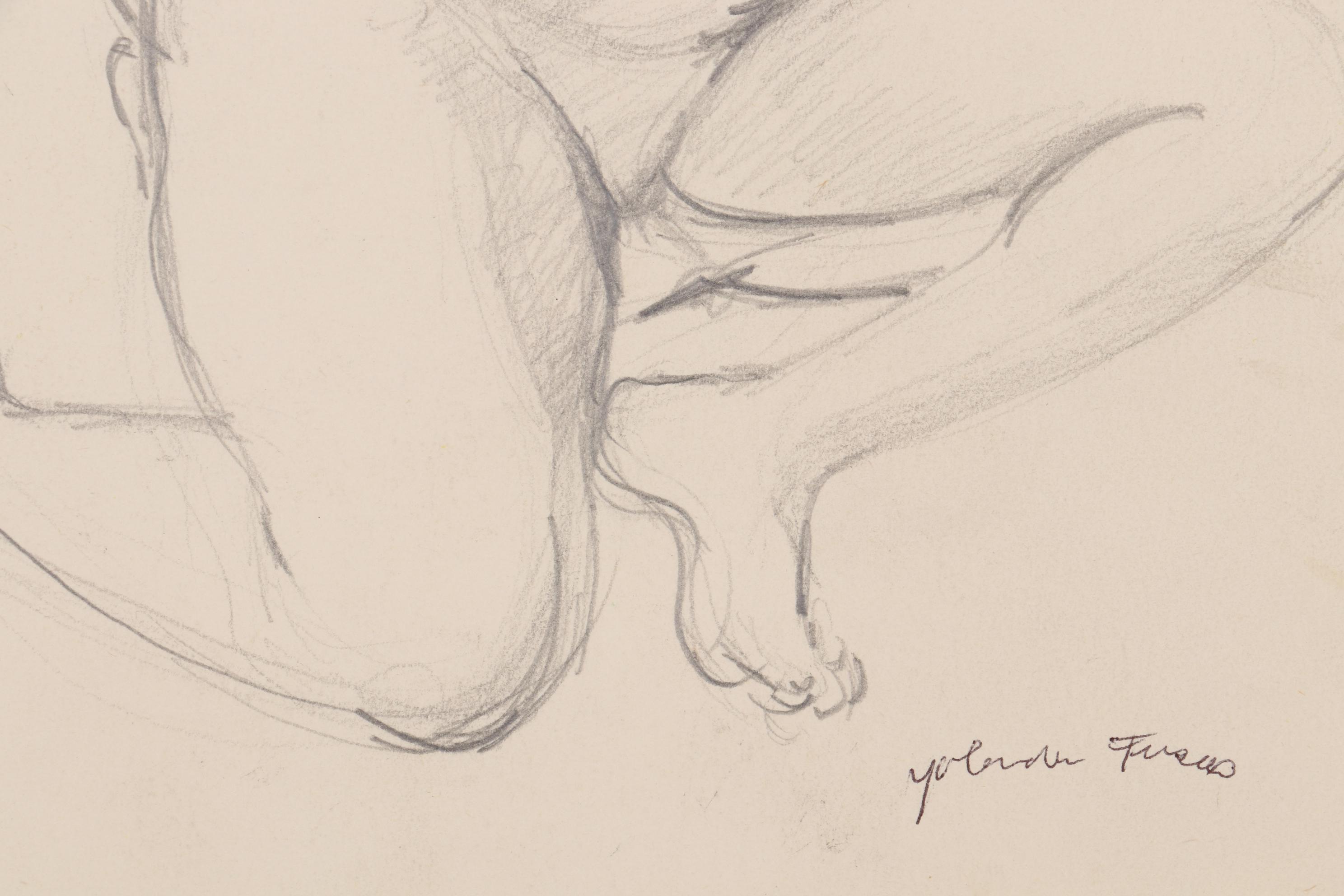 Yolanda Fusco Figurative Watercolor and Graphite Compositions, Mid-20th Century