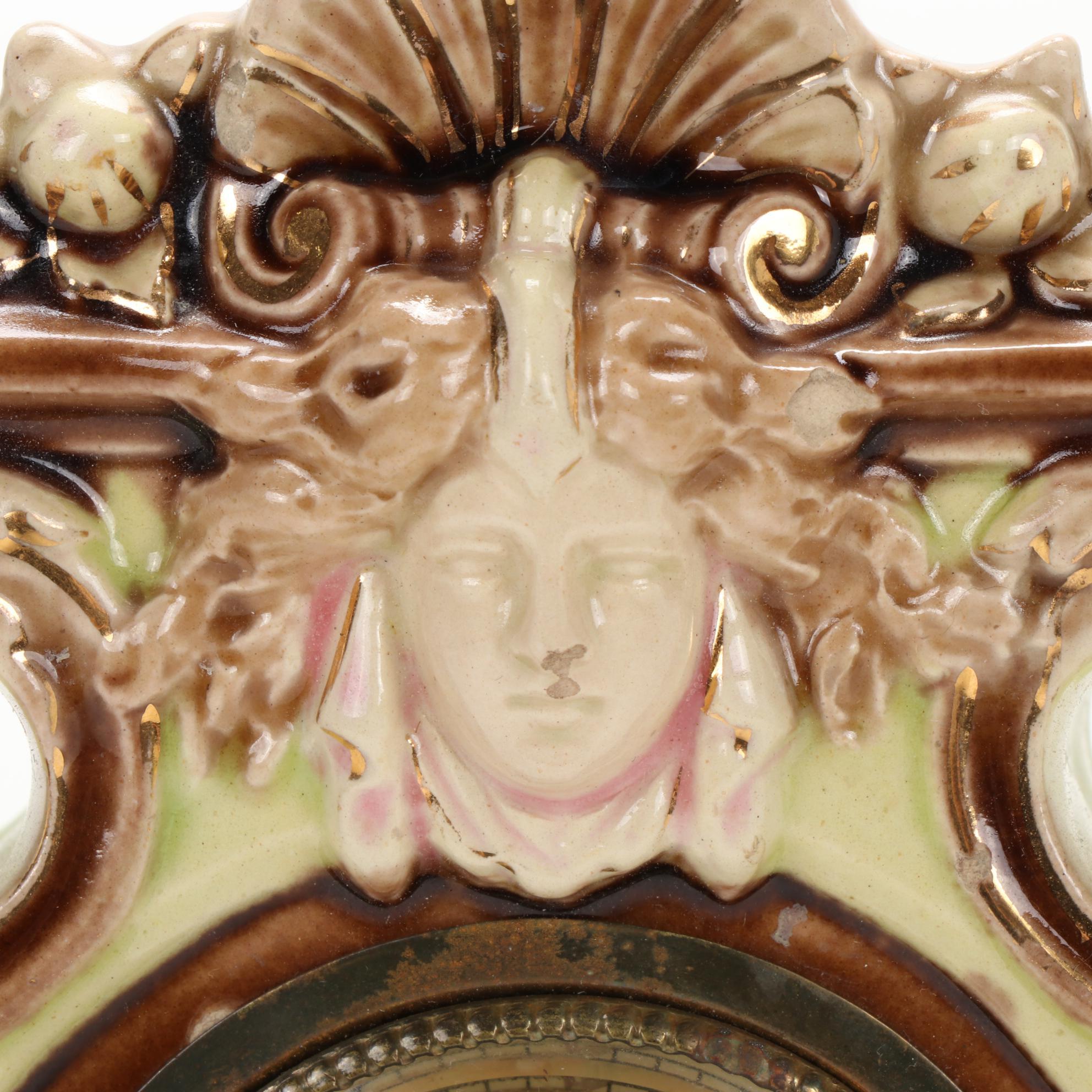 Neoclassical Style Porcelain Mantle Clock, Mid to Late 19th Century