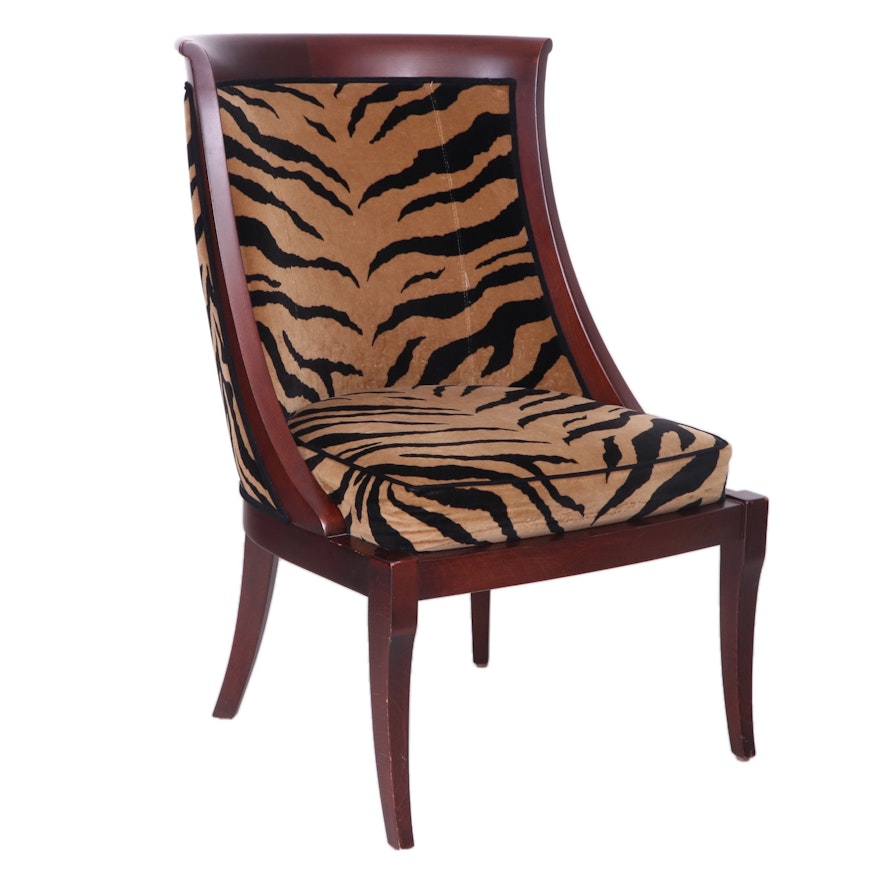 Ethan Allen Felted Cotton Animal Print Upholstered Accent Chair