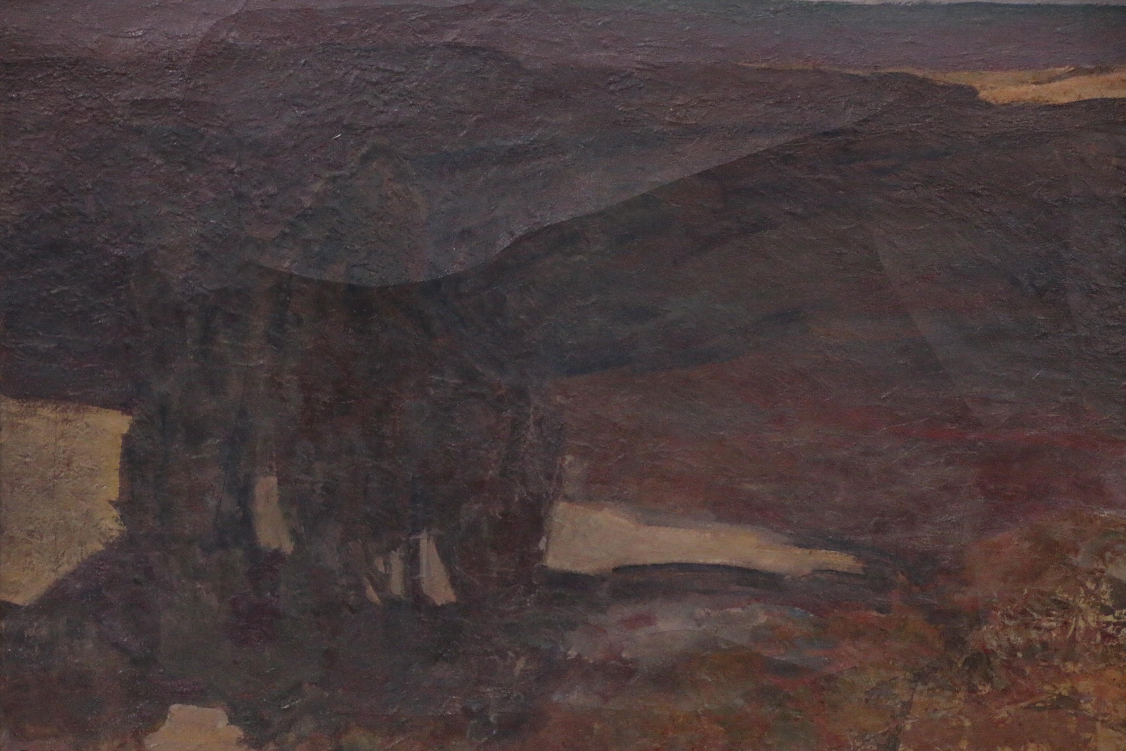 Olaf Olesen Landscape Oil Painting of Rolling Hills, Early 20th Century