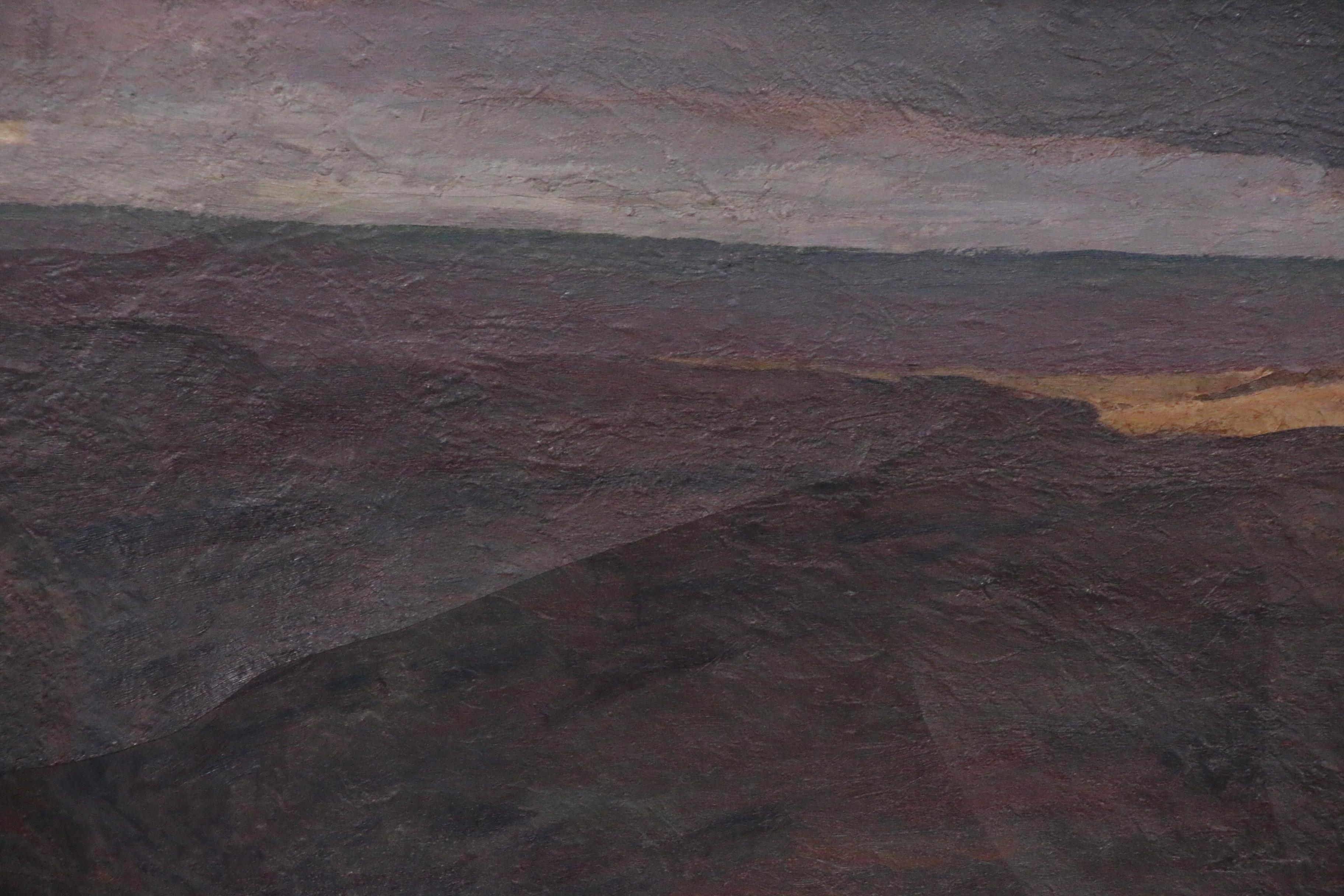 Olaf Olesen Landscape Oil Painting of Rolling Hills, Early 20th Century