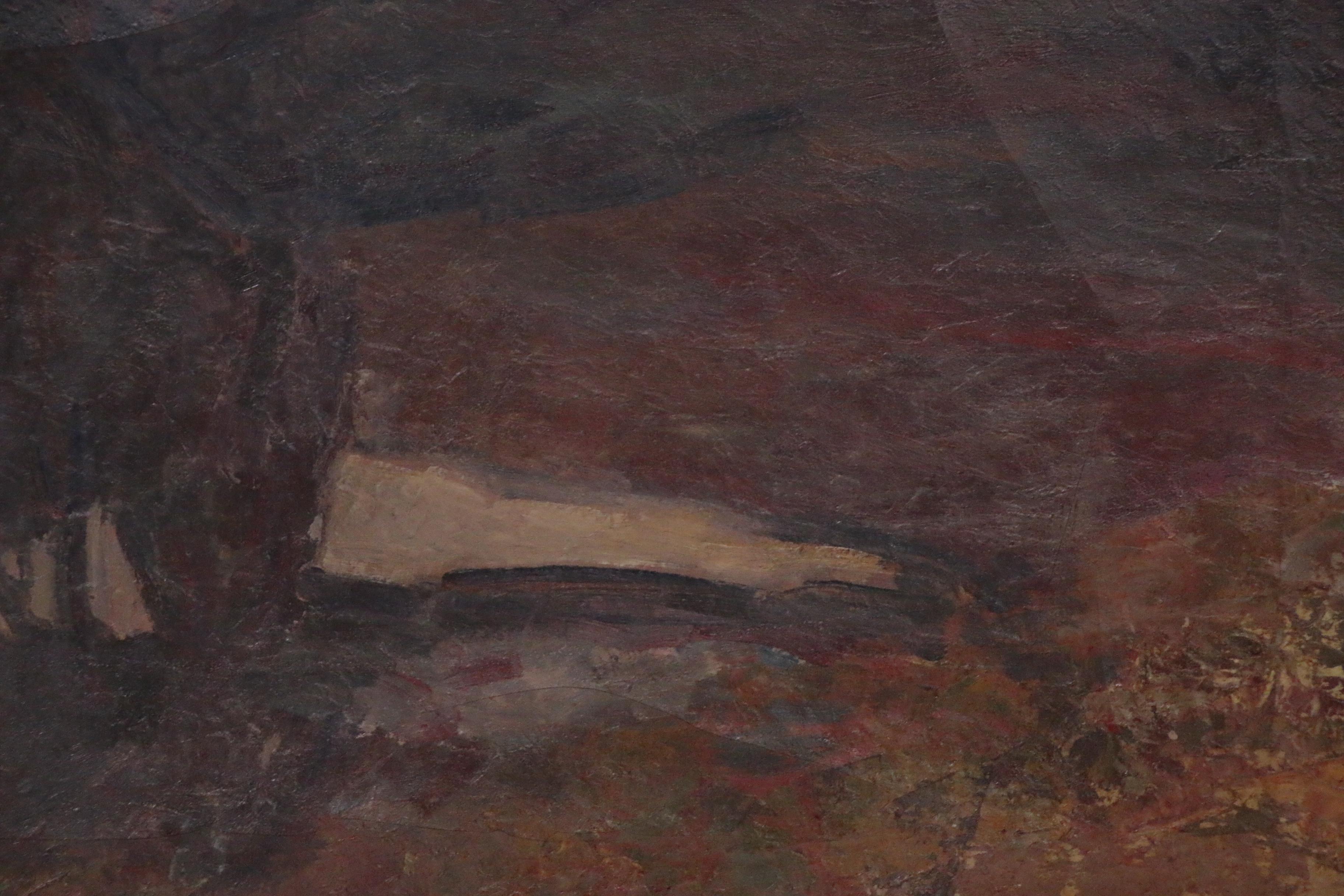 Olaf Olesen Landscape Oil Painting of Rolling Hills, Early 20th Century