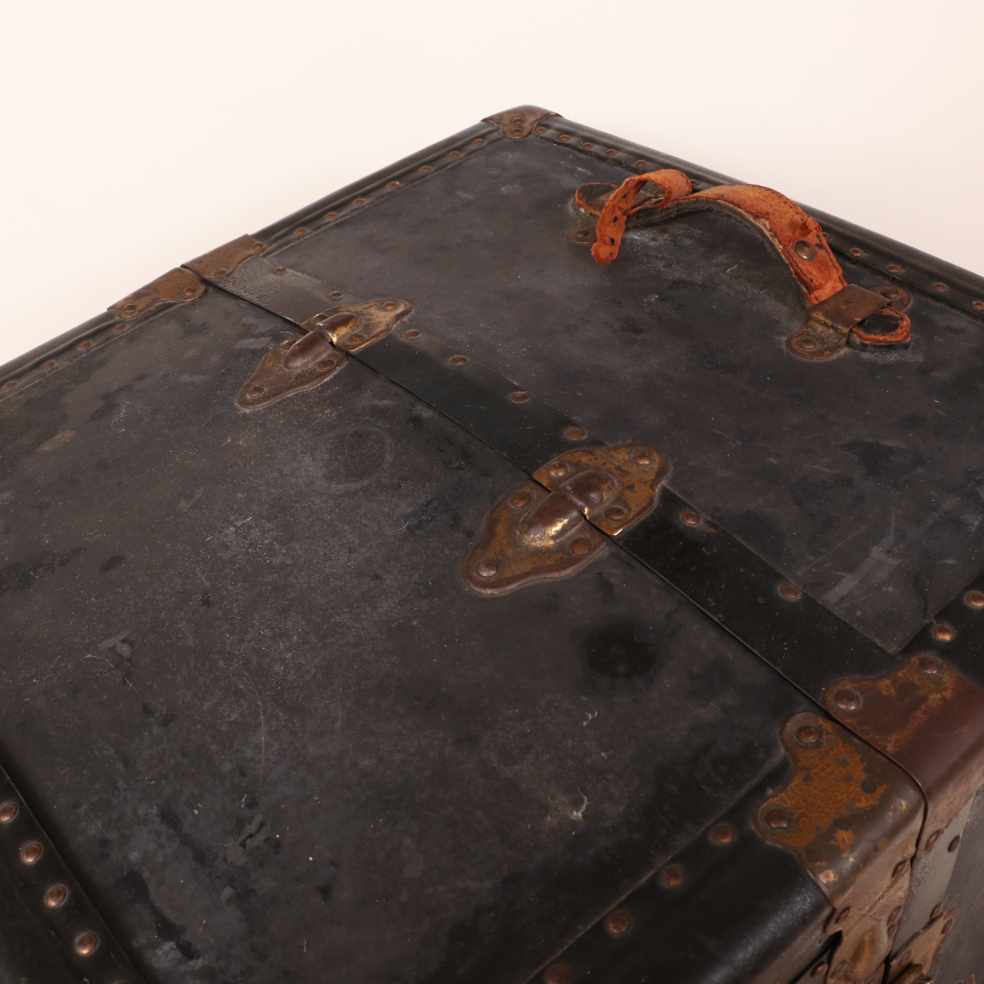 Upright Metal-Mounted Wood Steamer Trunk, Early 20th Century