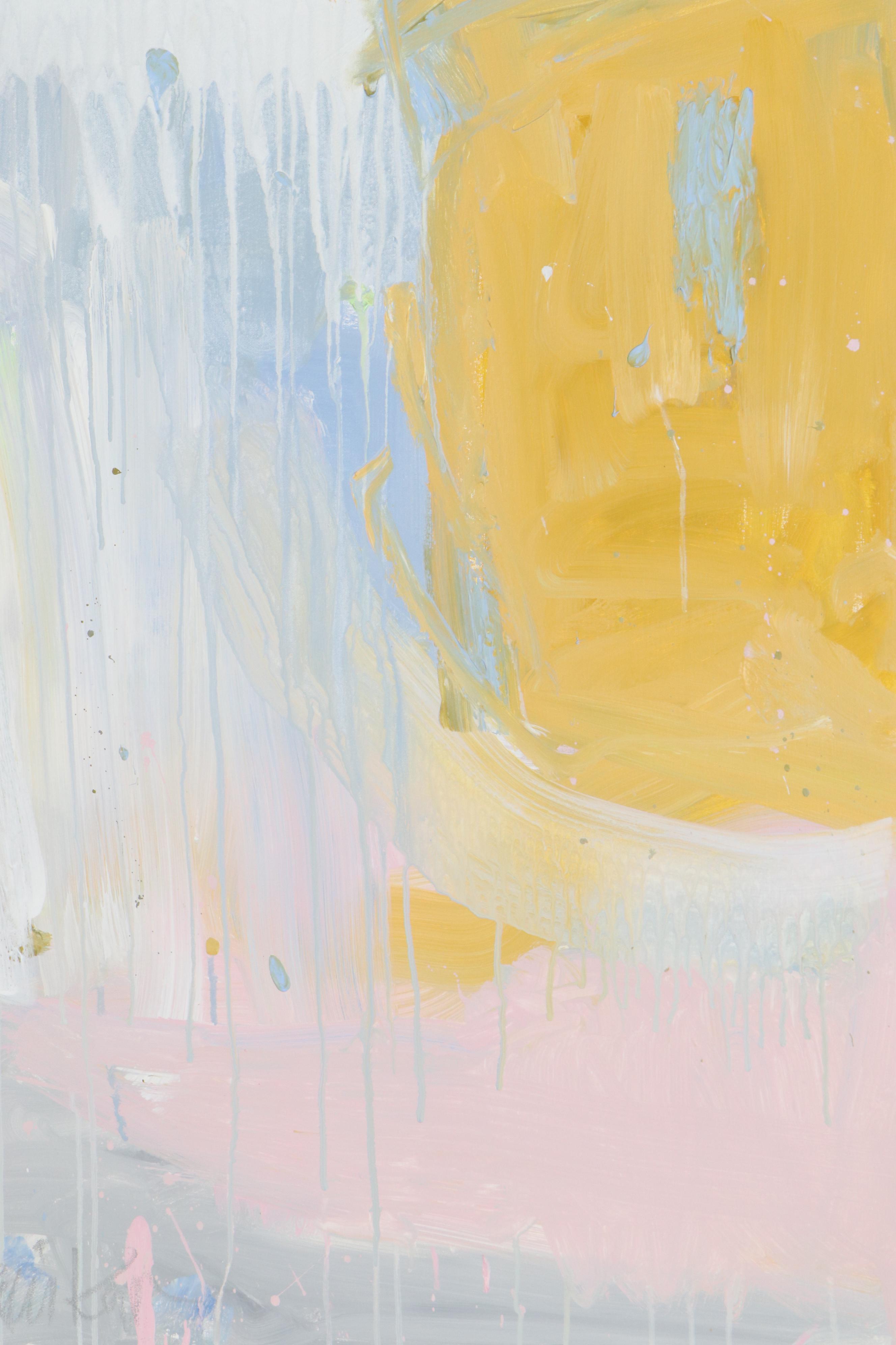 Robbie Kemper Abstract Acrylic Painting "Blue White Runs Over," 21st Century