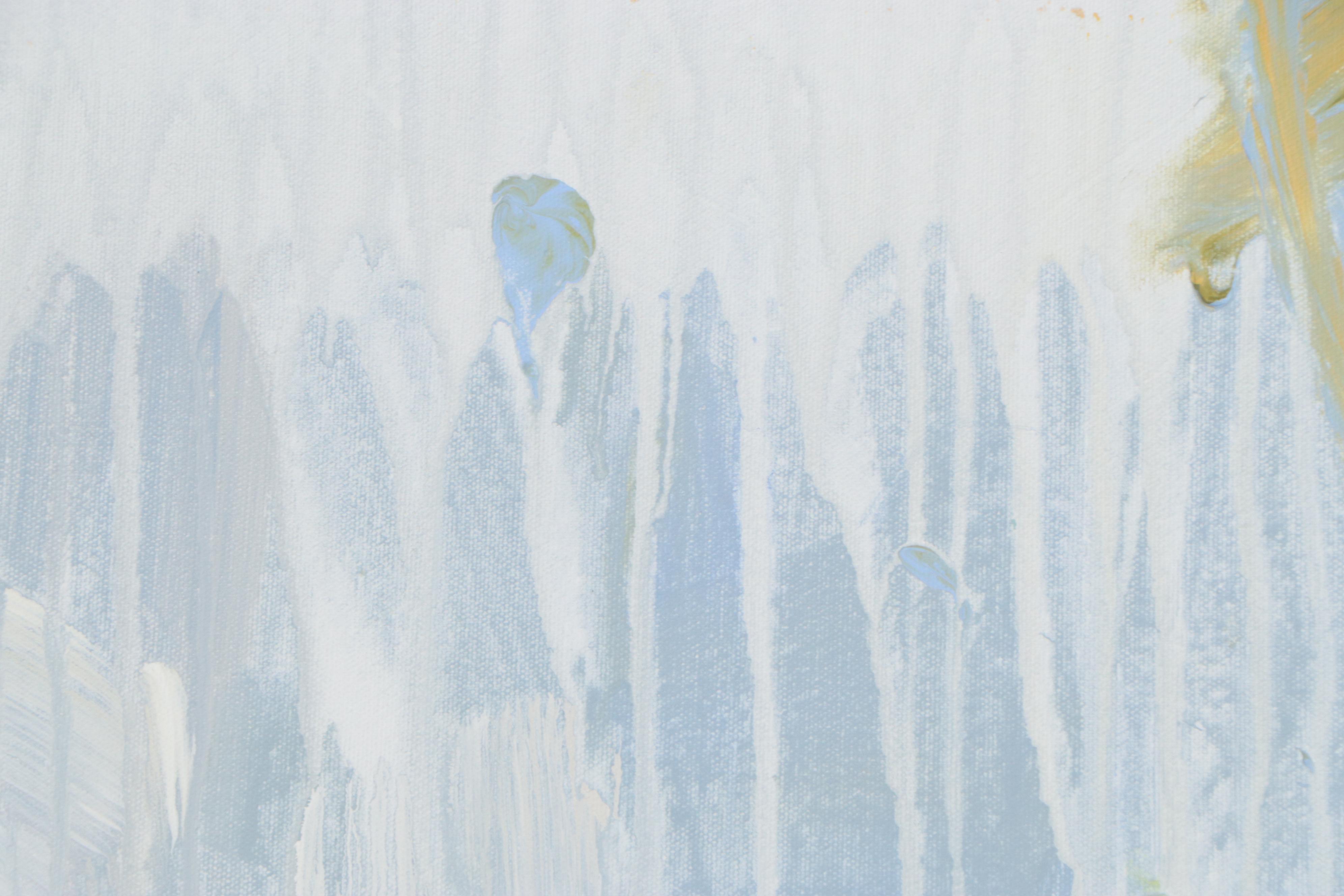 Robbie Kemper Abstract Acrylic Painting "Blue White Runs Over," 21st Century