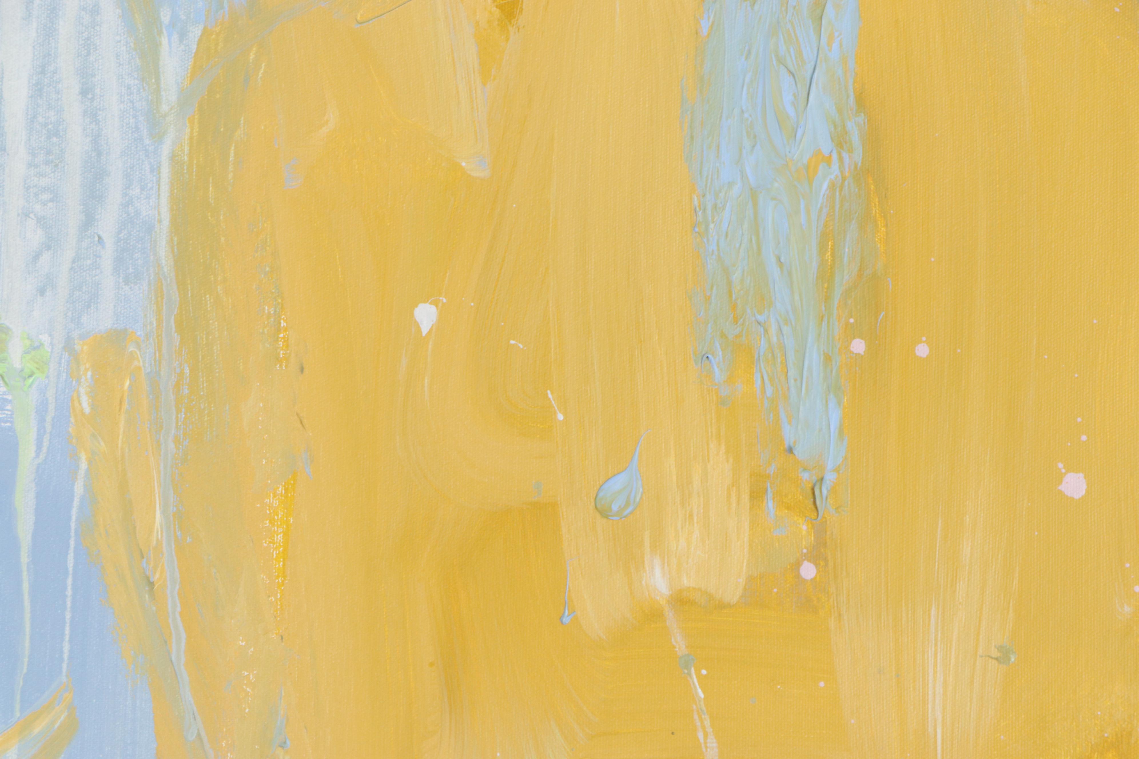 Robbie Kemper Abstract Acrylic Painting "Blue White Runs Over," 21st Century