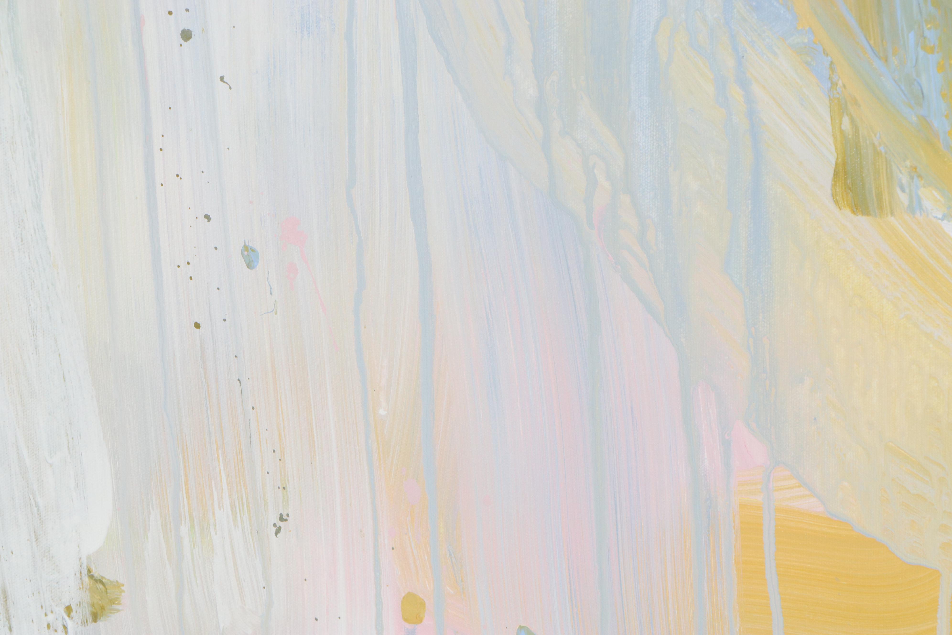 Robbie Kemper Abstract Acrylic Painting "Blue White Runs Over," 21st Century