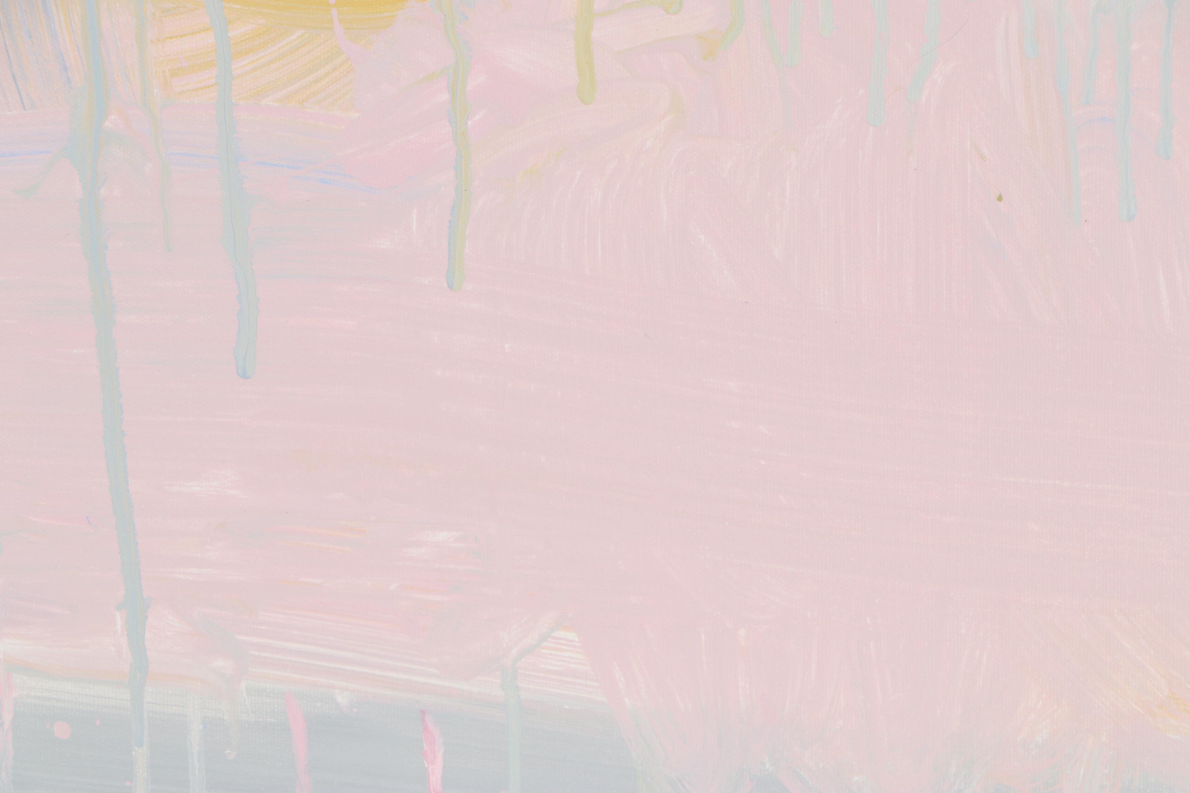 Robbie Kemper Abstract Acrylic Painting "Blue White Runs Over," 21st Century