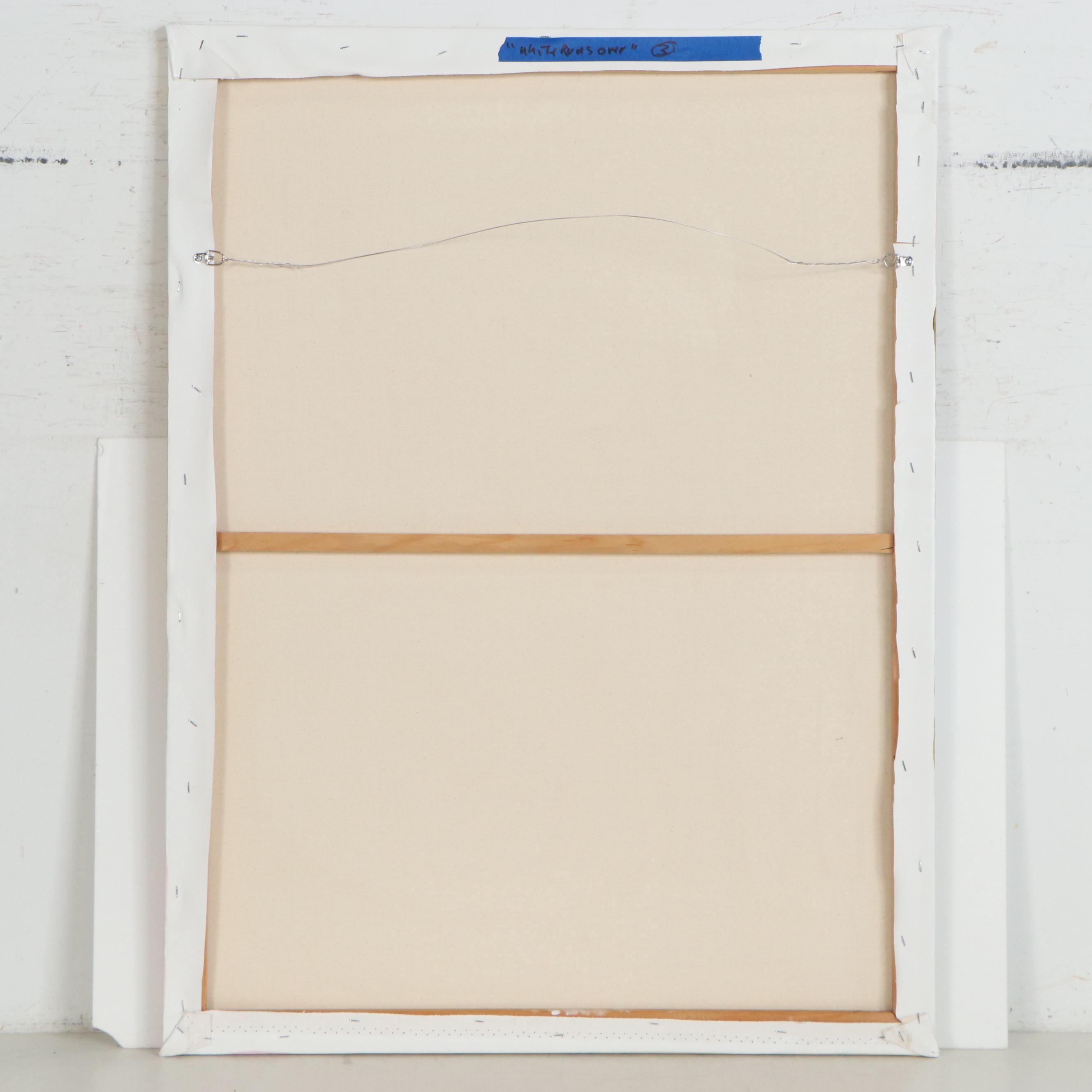 Robbie Kemper Abstract Acrylic Painting "Blue White Runs Over," 21st Century