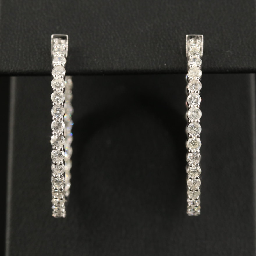 14K 3.50 CTW Diamond Inside-Out Hoop Earrings