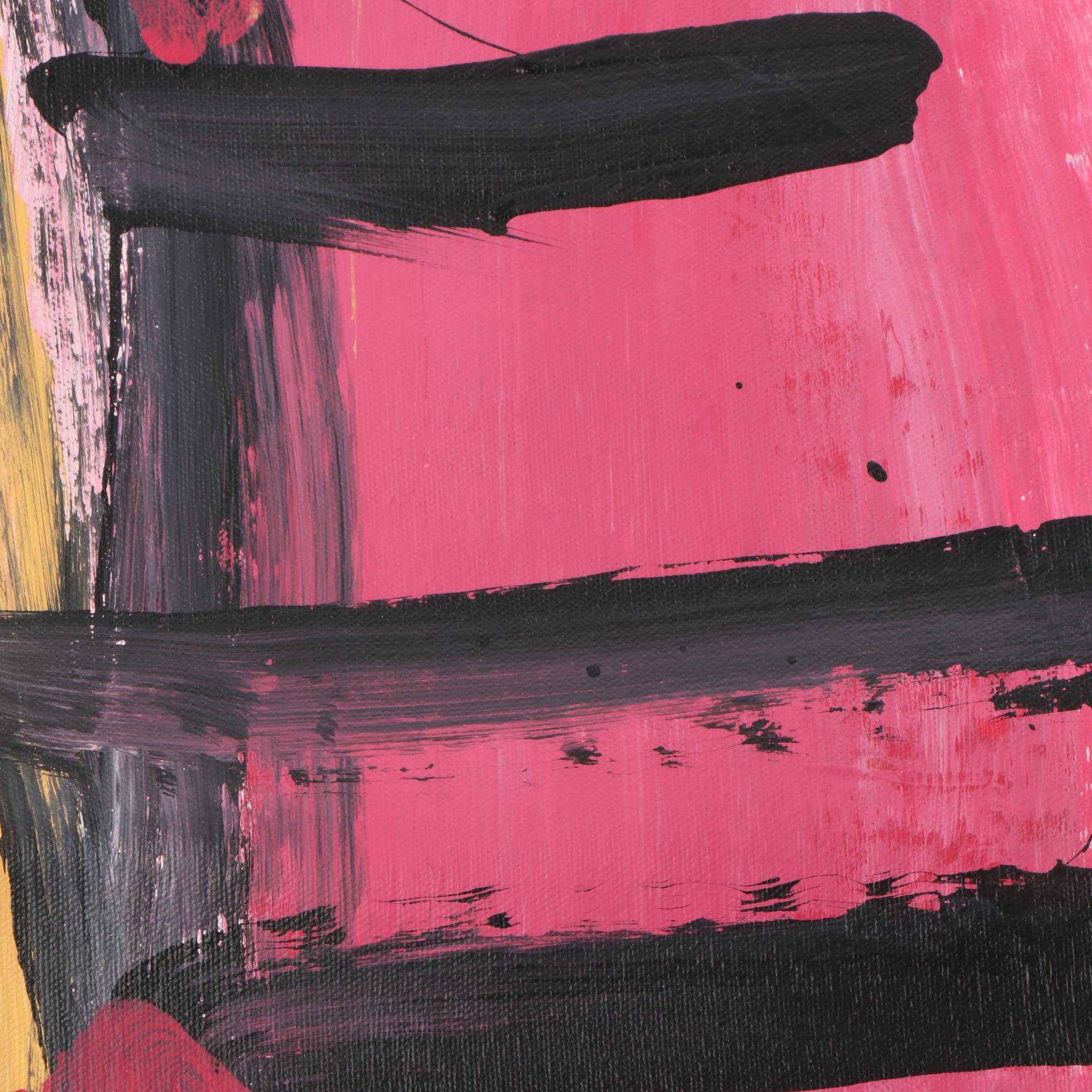 Robbie Kemper Abstract Acrylic Painting "Blue Square Yellow Circle"