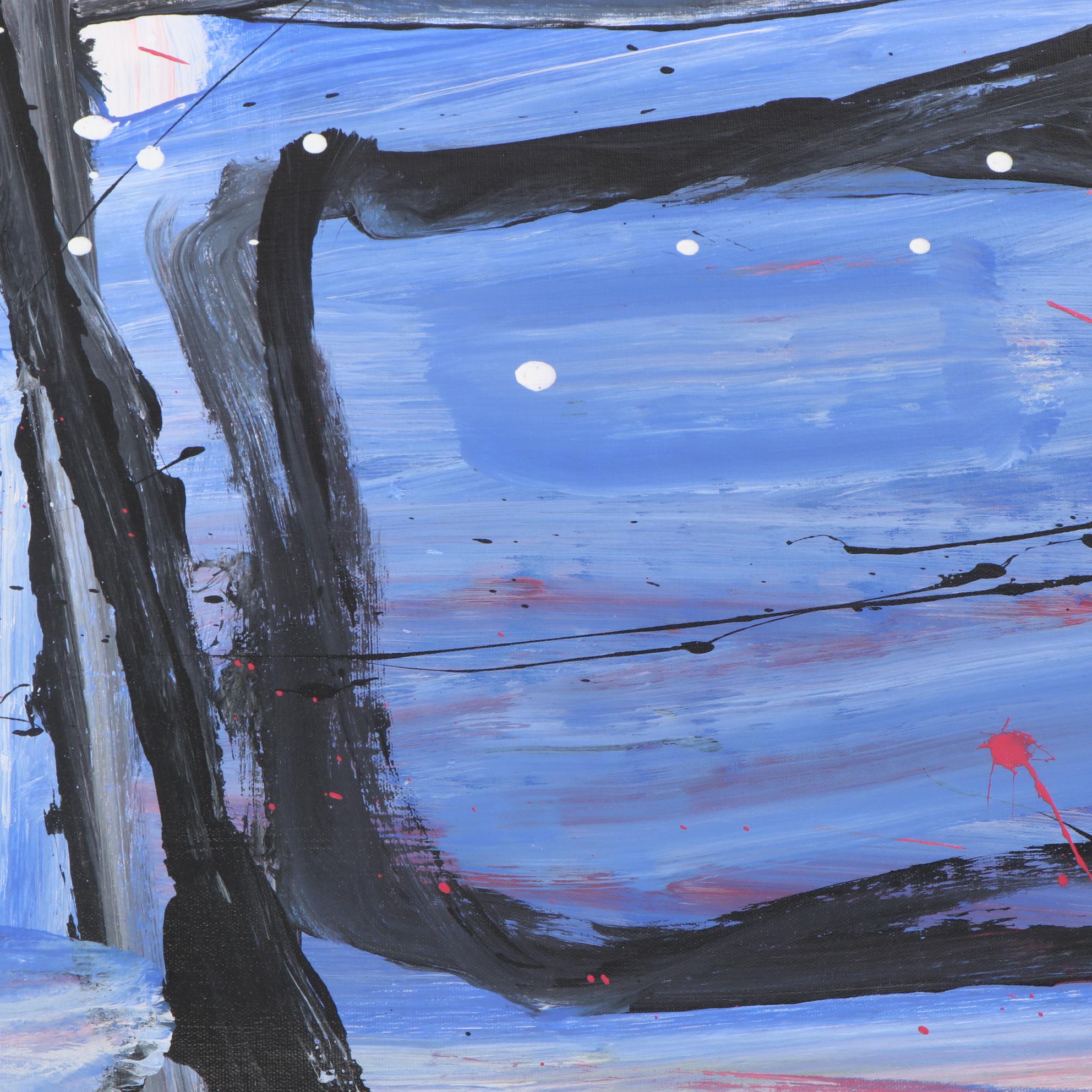 Robbie Kemper Abstract Acrylic Painting "Blue Square Yellow Circle"