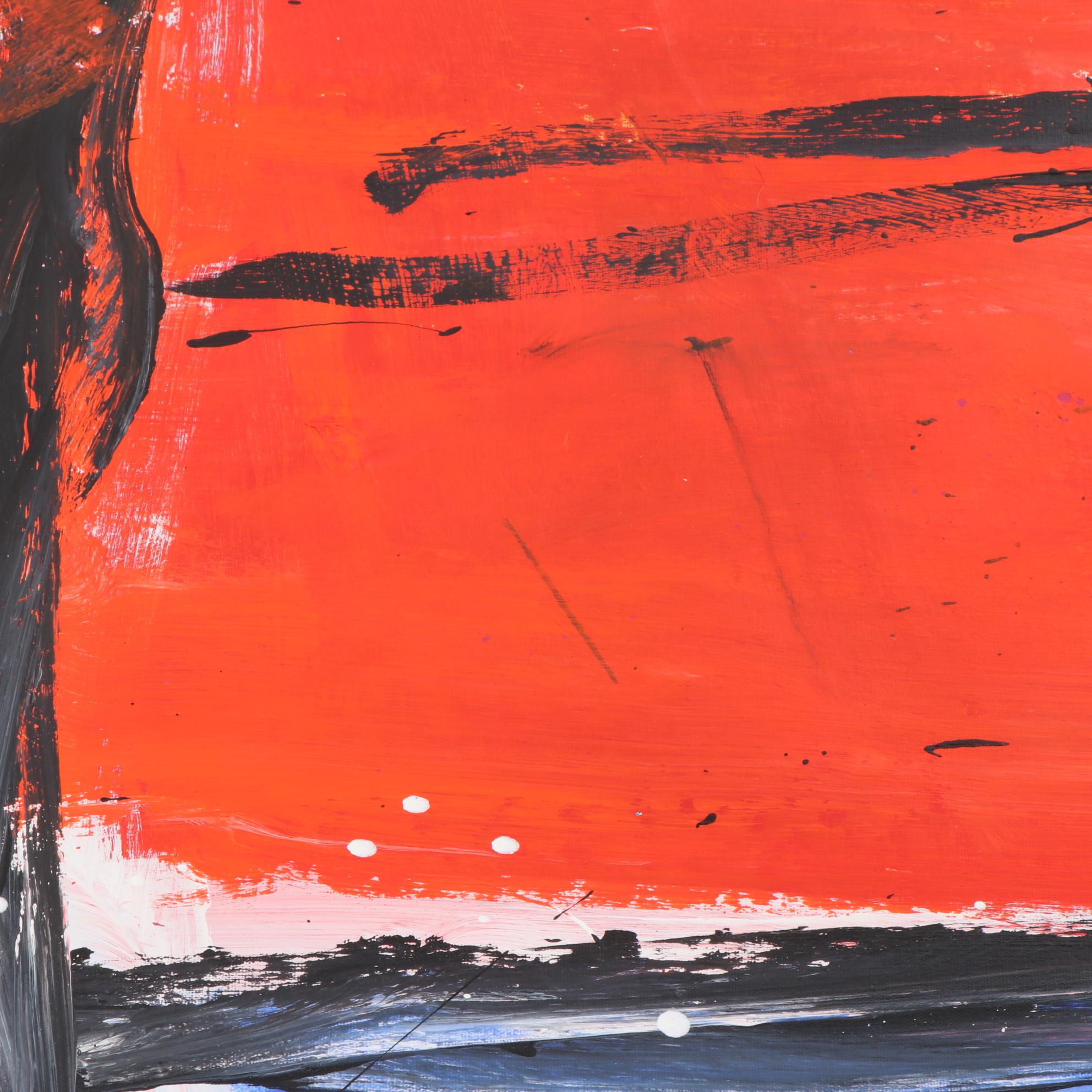 Robbie Kemper Abstract Acrylic Painting "Blue Square Yellow Circle"