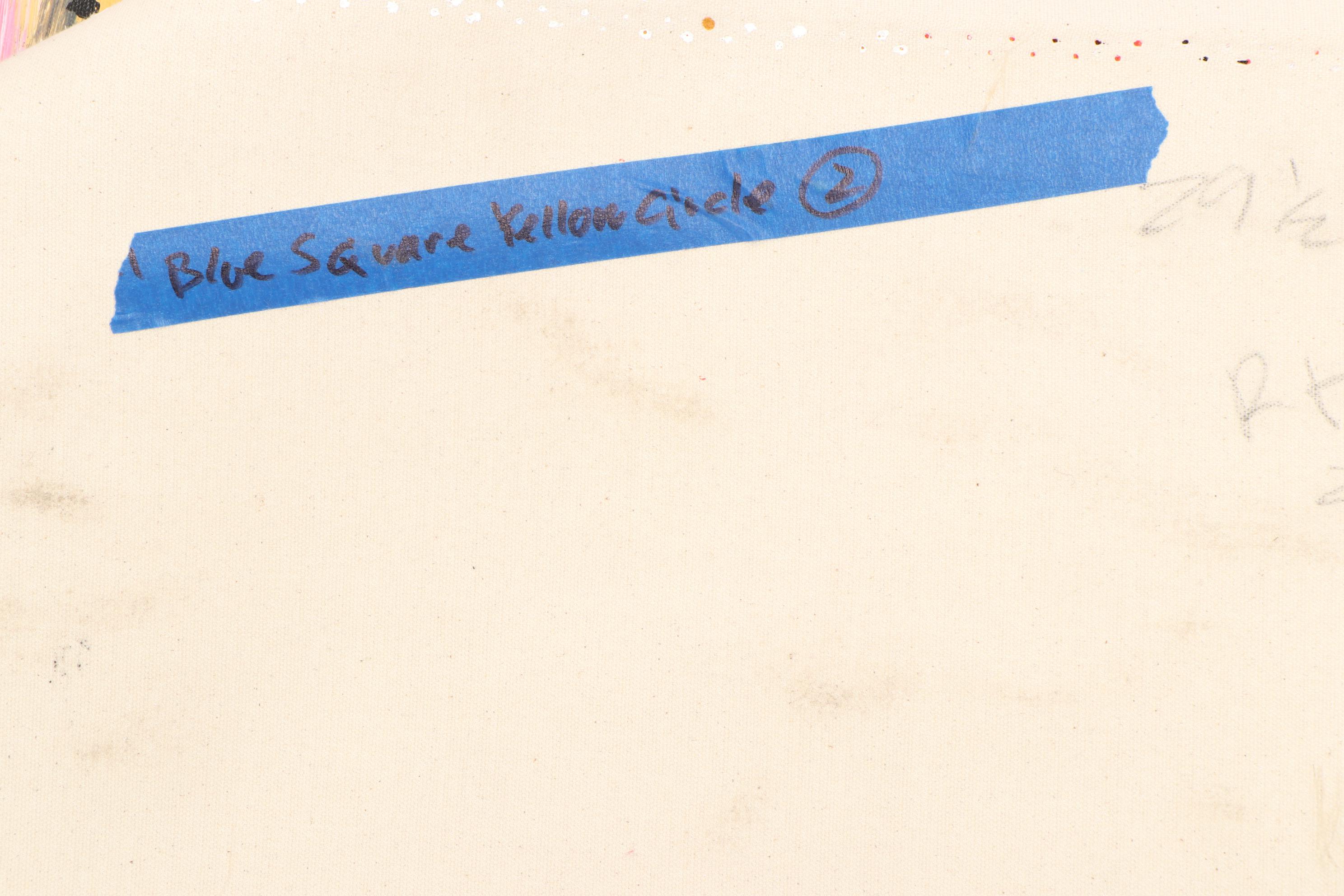 Robbie Kemper Abstract Acrylic Painting "Blue Square Yellow Circle"