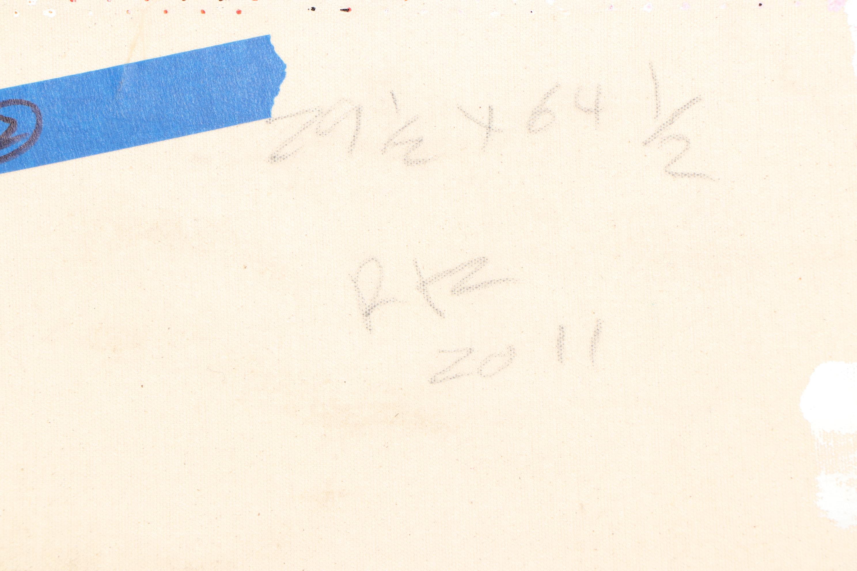 Robbie Kemper Abstract Acrylic Painting "Blue Square Yellow Circle"