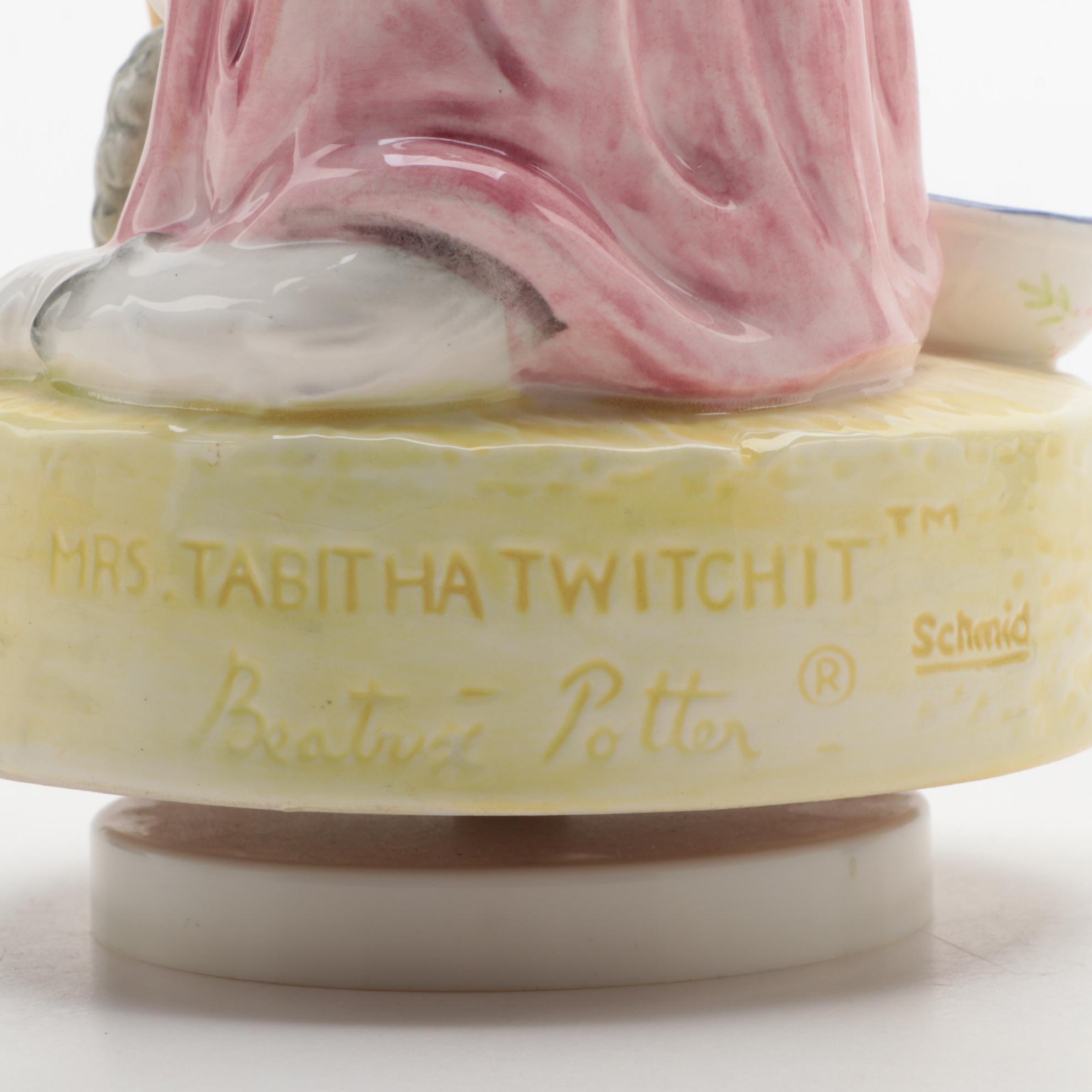 Schmid "Beatrix Potter" Mrs. Tabitha Twitchit and Mrs. Ribby Ceramic Music Boxes
