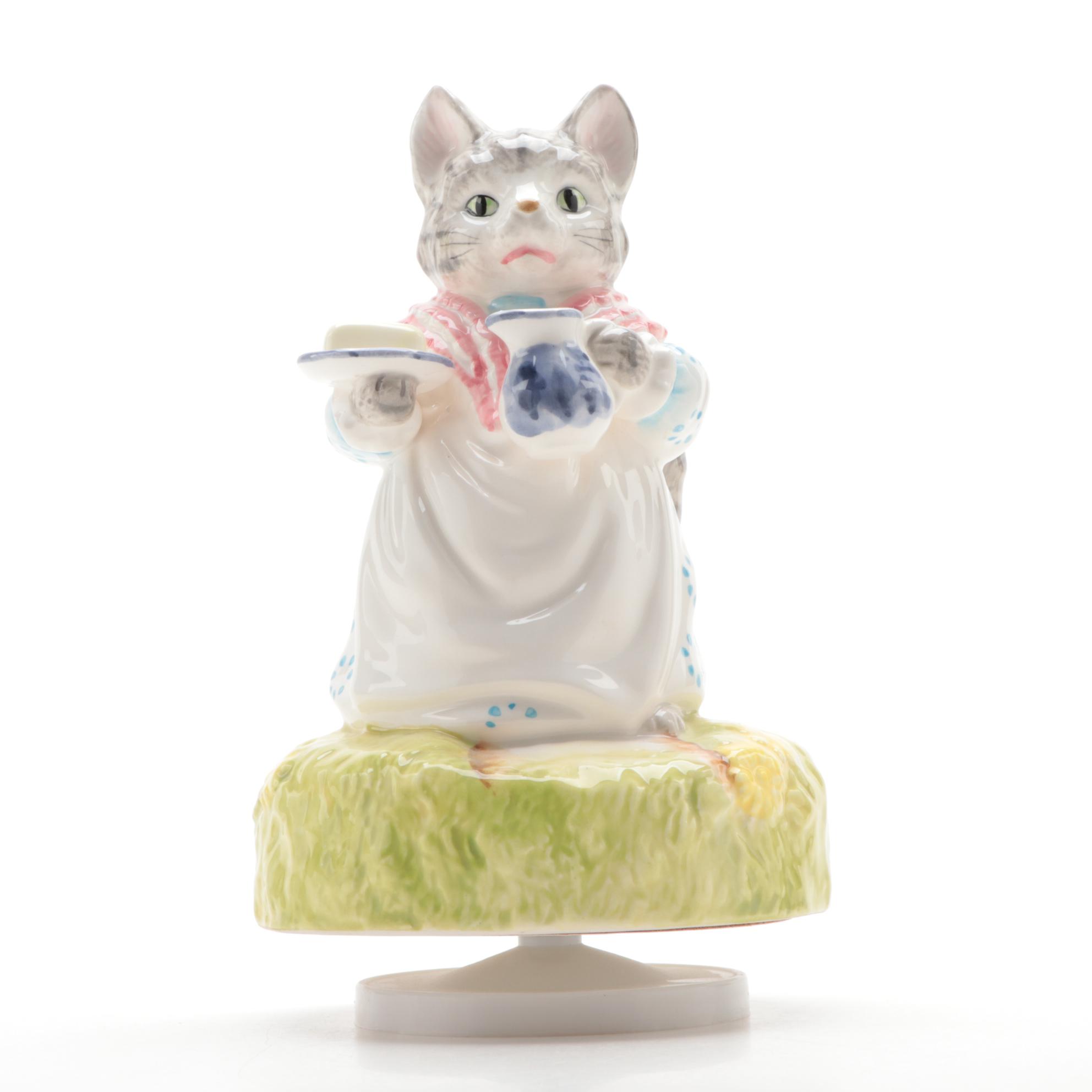 Schmid "Beatrix Potter" Mrs. Tabitha Twitchit and Mrs. Ribby Ceramic Music Boxes