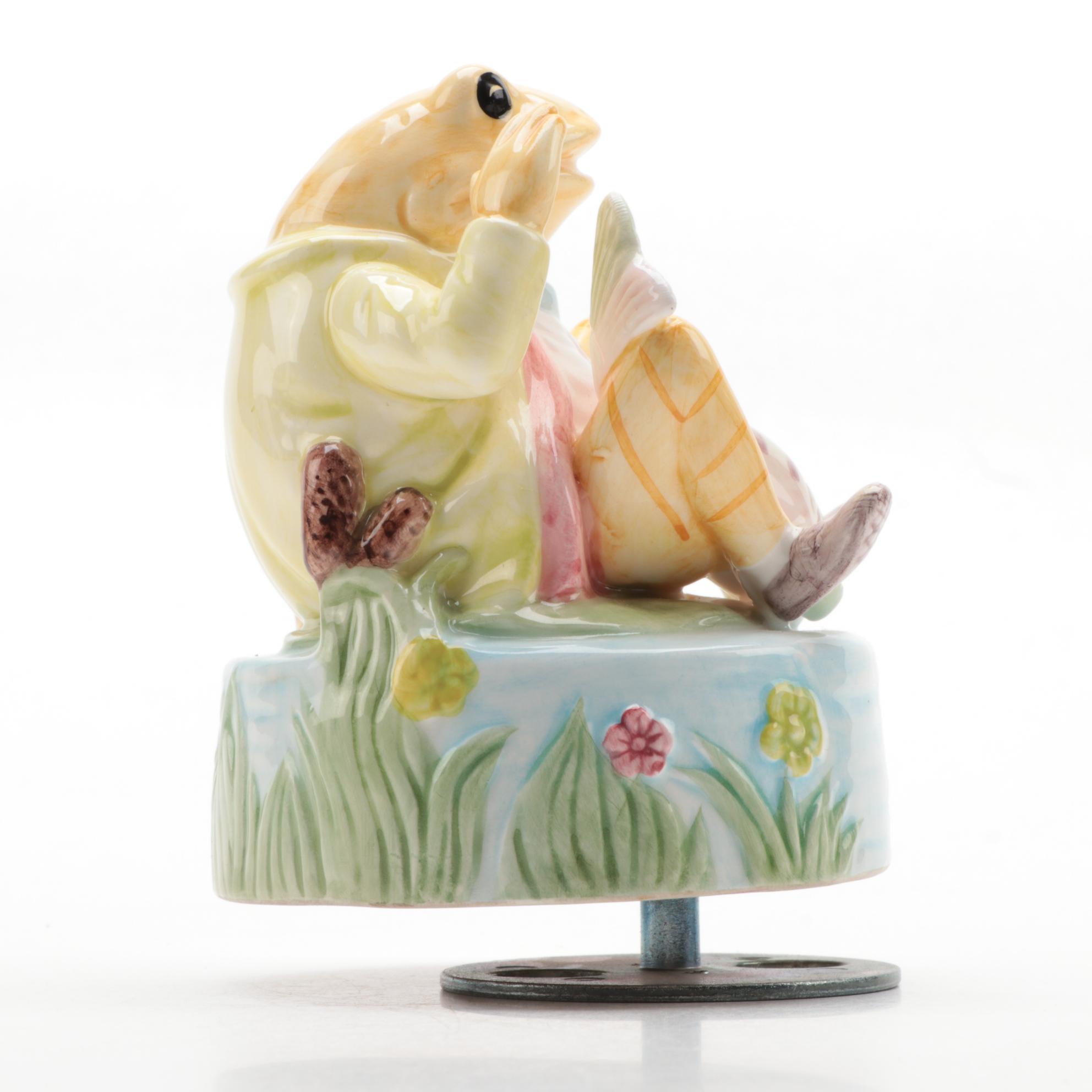 Schmid "Beatrix Potter" Mr. Jeremy Fisher Ceramic Music Box