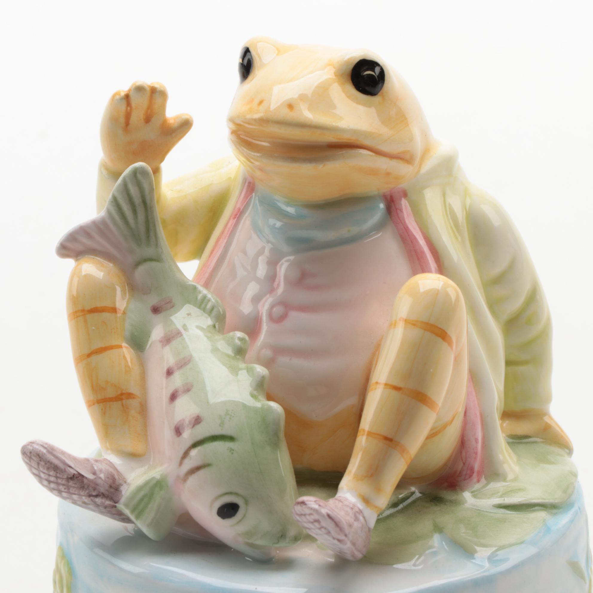 Schmid "Beatrix Potter" Mr. Jeremy Fisher Ceramic Music Box