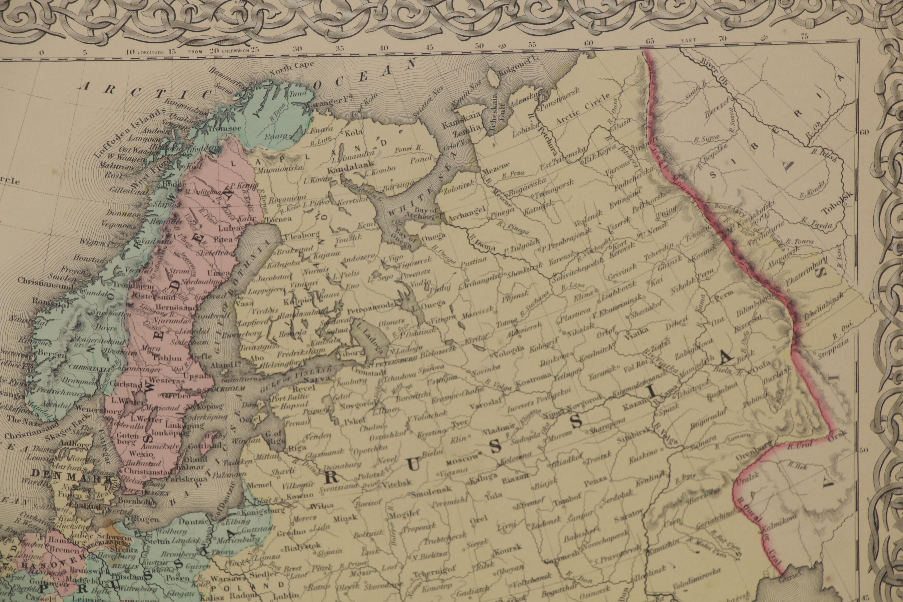 George W. Colton Hand-Colored Engraving Map "Europe," 1855