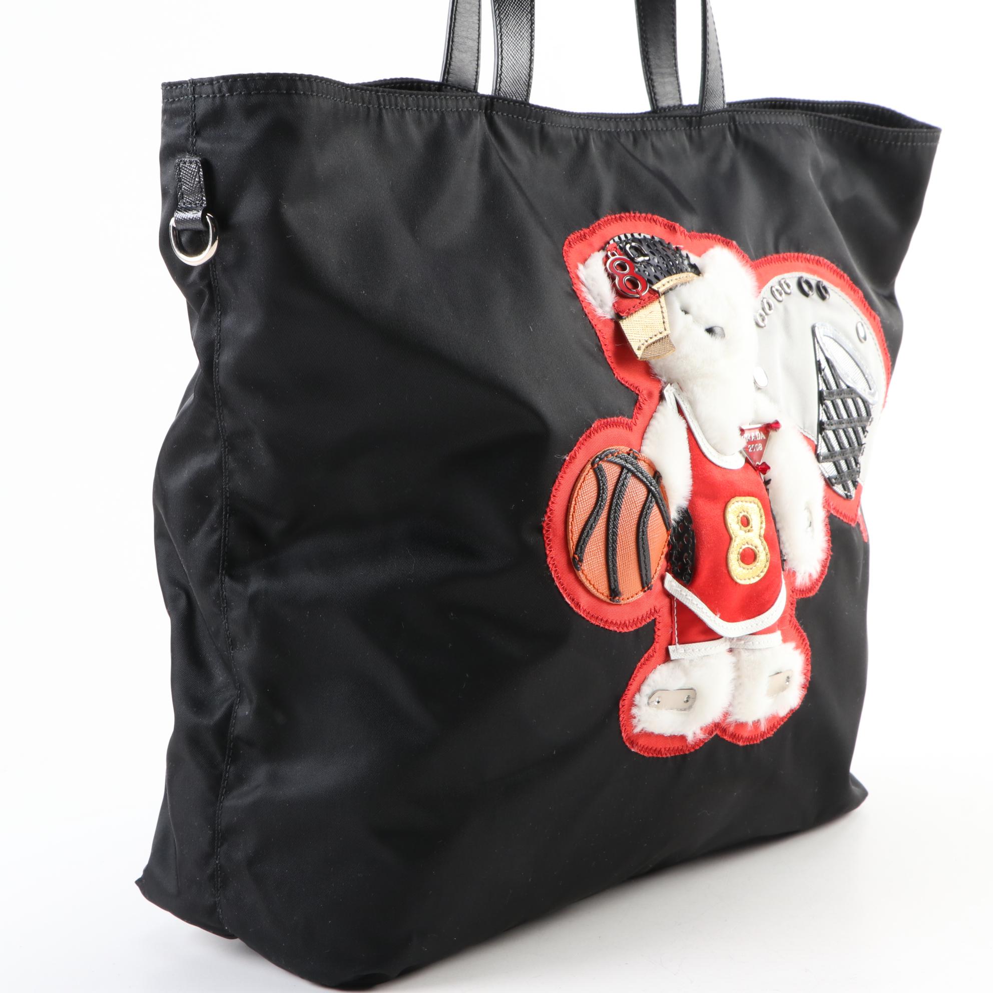 Prada Olympic Basketball Bear Tote in Tessuto Nylon