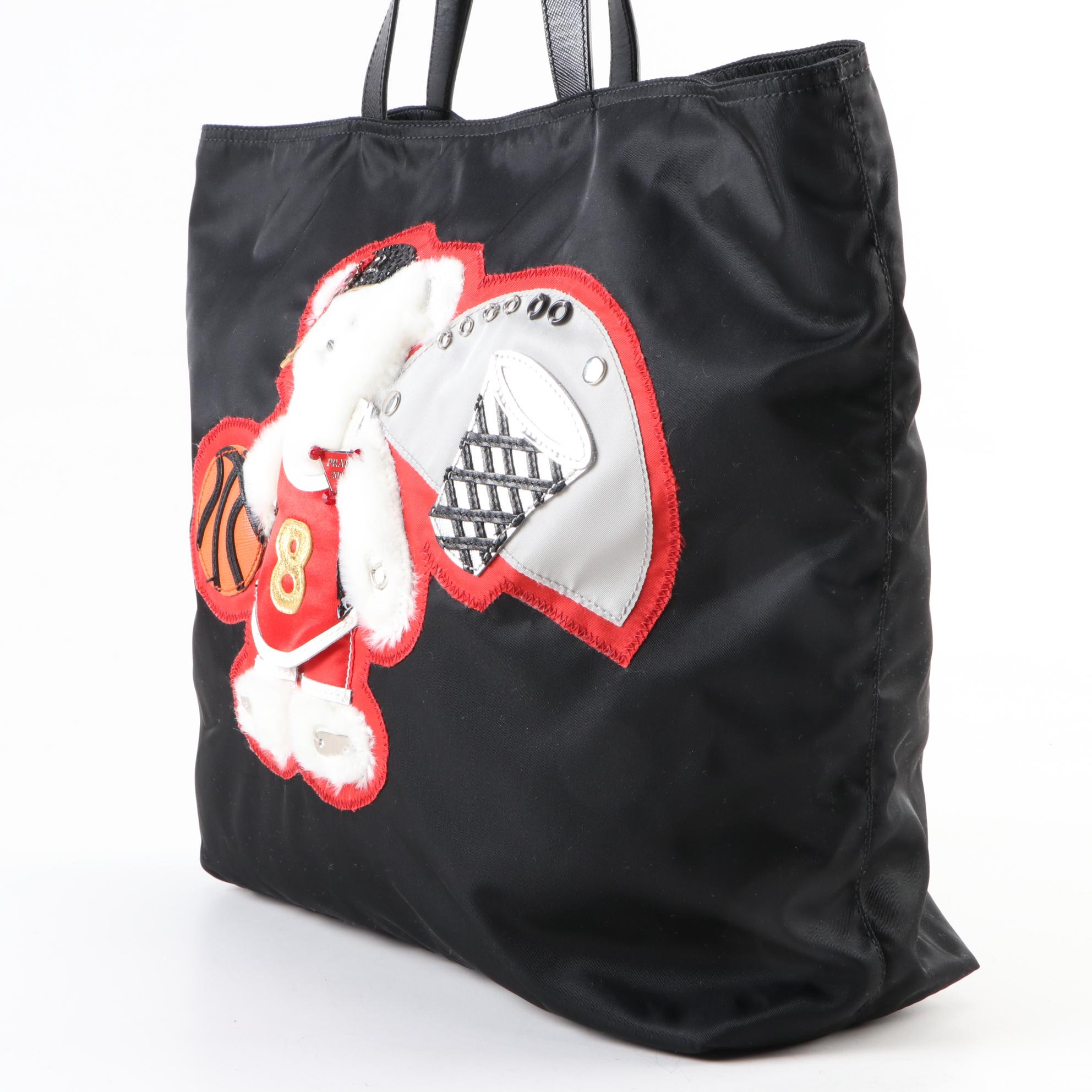 Prada Olympic Basketball Bear Tote in Tessuto Nylon