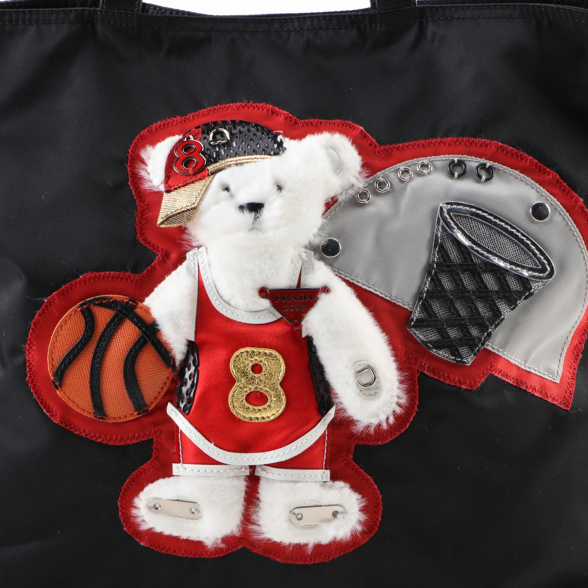 Prada Olympic Basketball Bear Tote in Tessuto Nylon