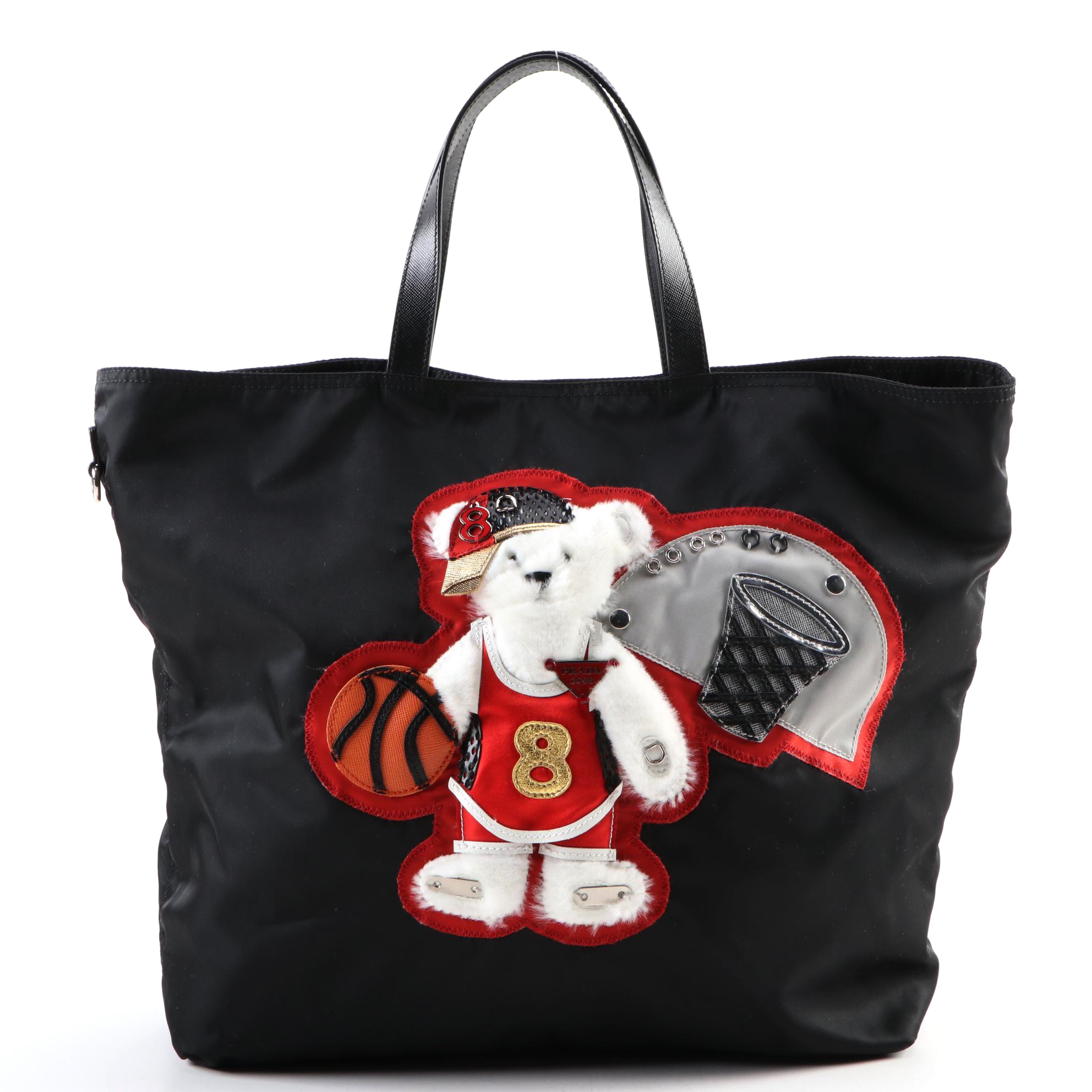 Prada Olympic Basketball Bear Tote in Tessuto Nylon