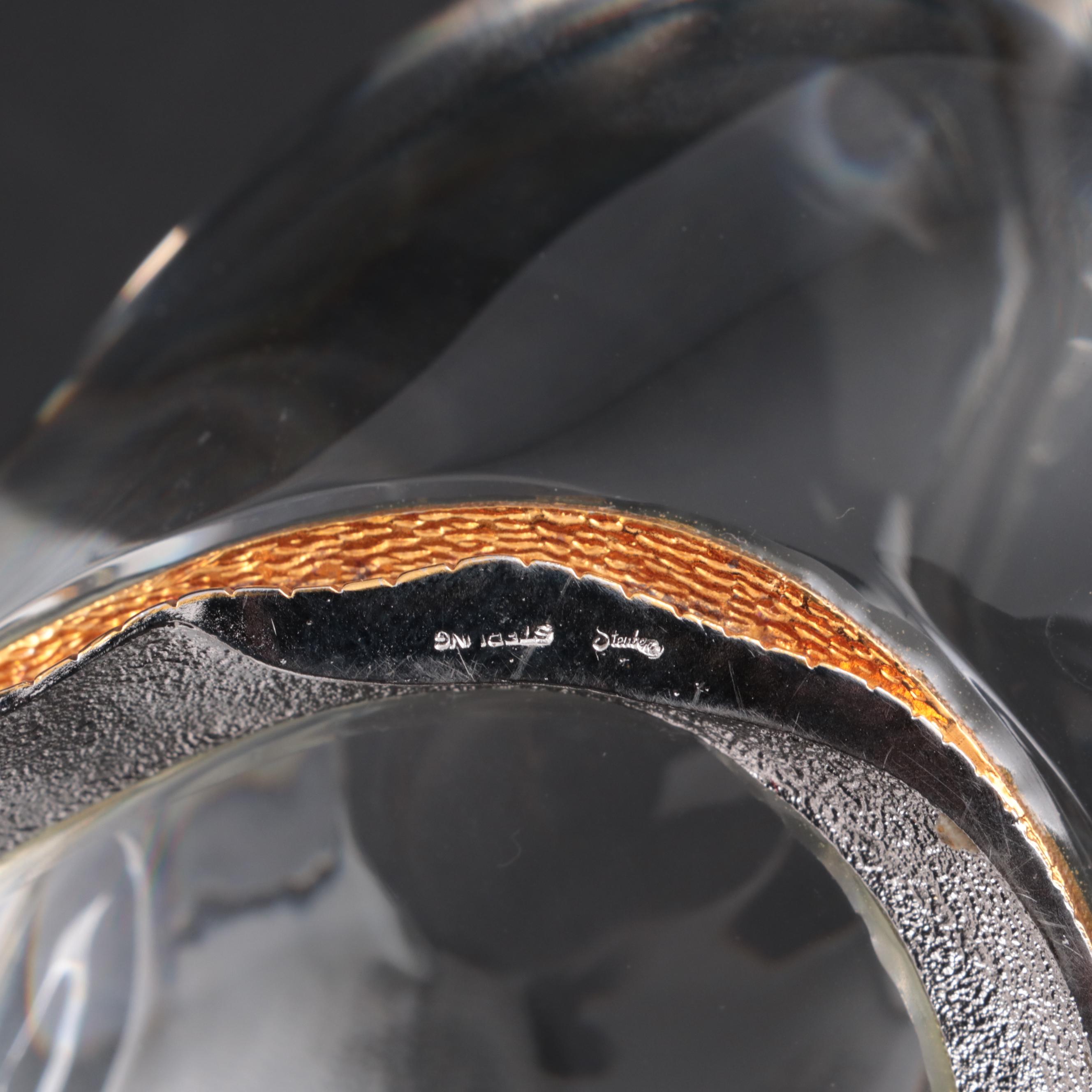 Steuben "Snail" Art Glass and Vermeil Figurine Designed by Paul Schulze