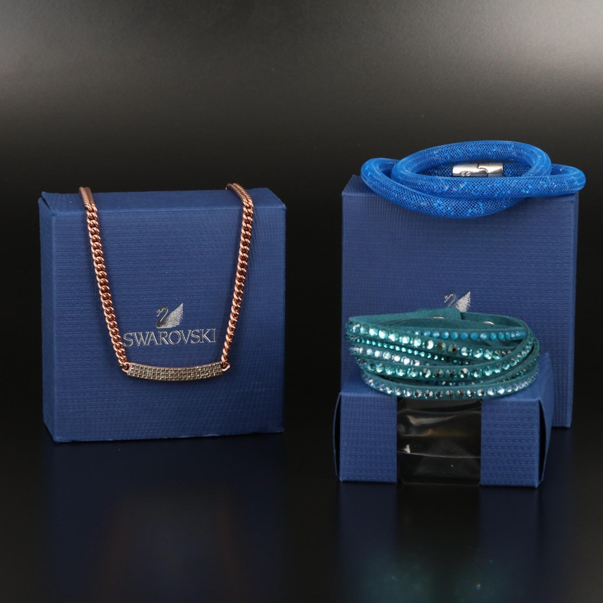 Swarovski Assortment Featuring "Stardust" and Suede Wrap Bracelets