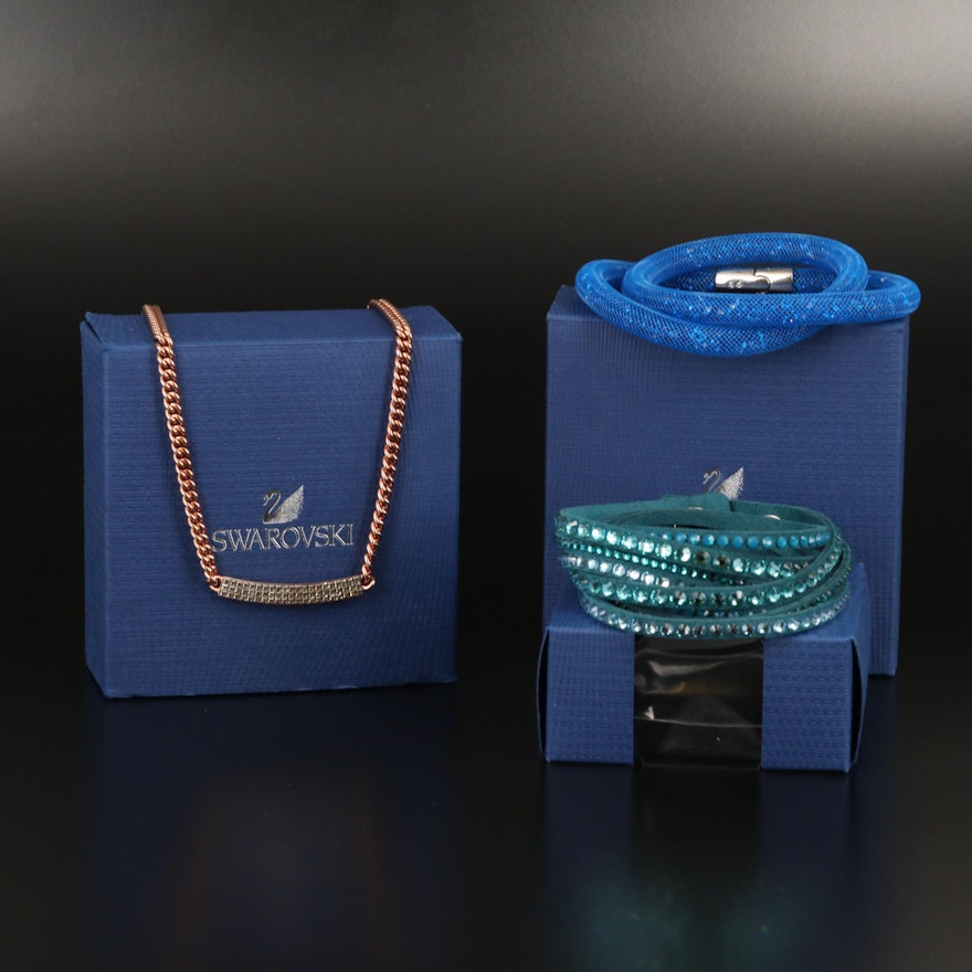 Swarovski Assortment Featuring Suede Wrap and "Stardust" Bracelets