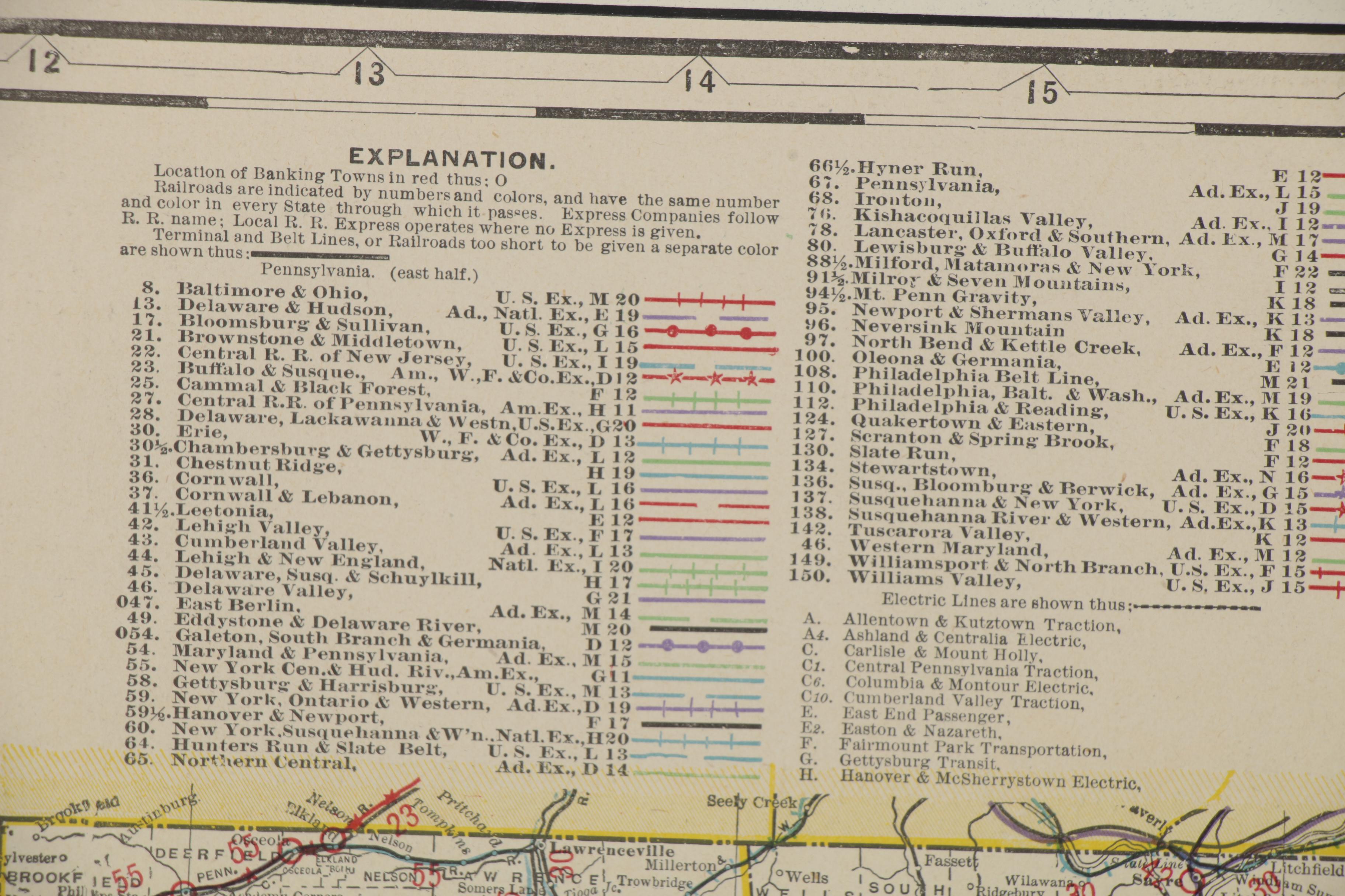 George F. Cram Wax Engraving Railway Map of Eastern Pennsylvania